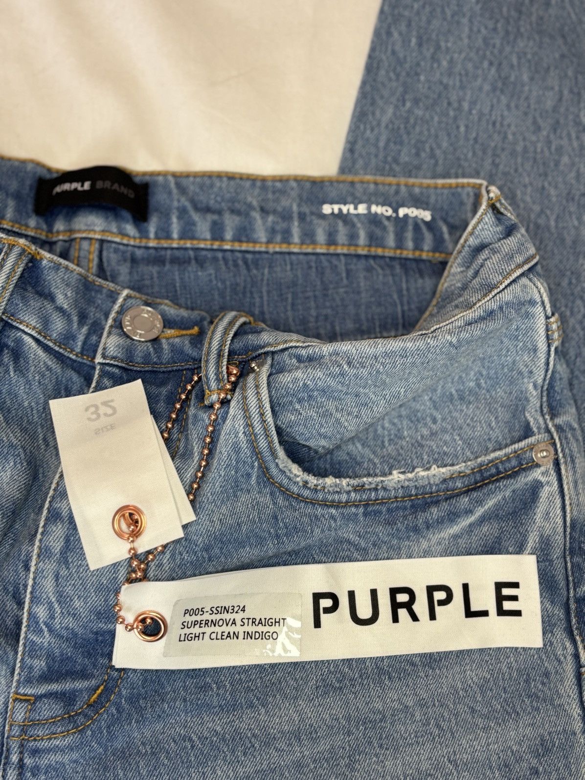 Purple Brand Purple Brand P005 Slim Straight Light Clean Indigo Size US 32 / EU 48 - 8 Thumbnail