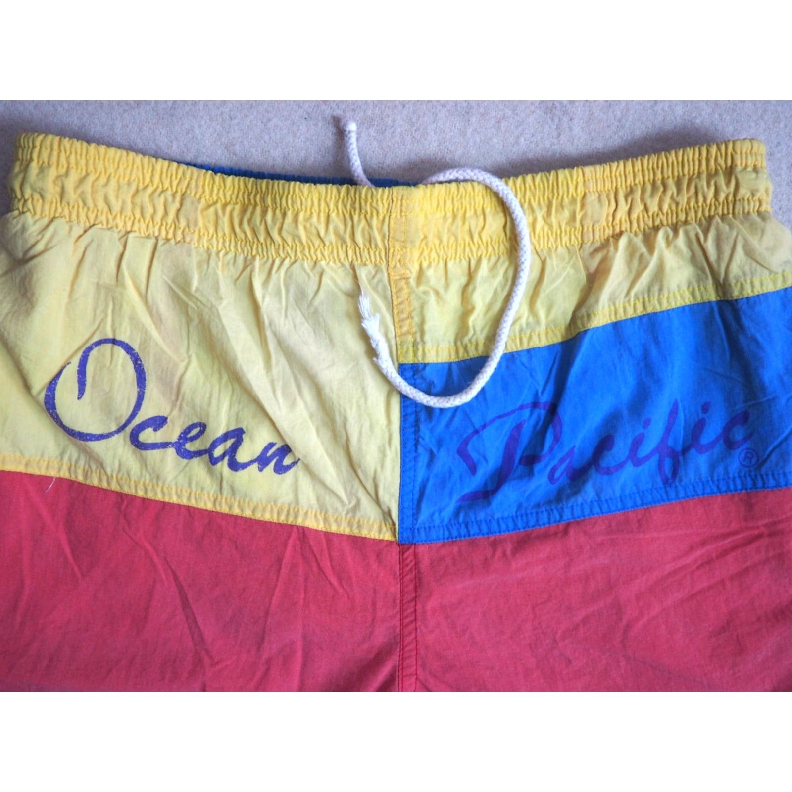 Ocean Pacific VTG 90s Ocean Pacific Trunks Shorts Mens 32 Navy Blue Surf Logo 14" Length 32W Size US 32 / EU 48 - 5 Thumbnail