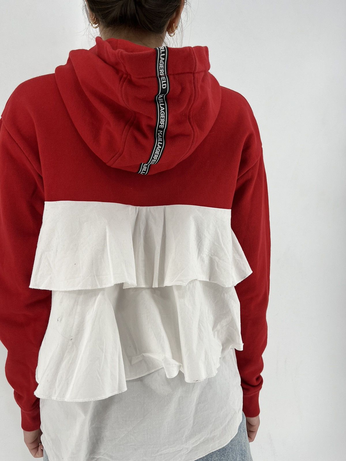 Karl Lagerfeld Woman’s Karl Lagerfeld Sweatshirt Ruffle Rad Hoodie W/Logo Size M / US 6-8 / IT 42-44 - 6 Thumbnail