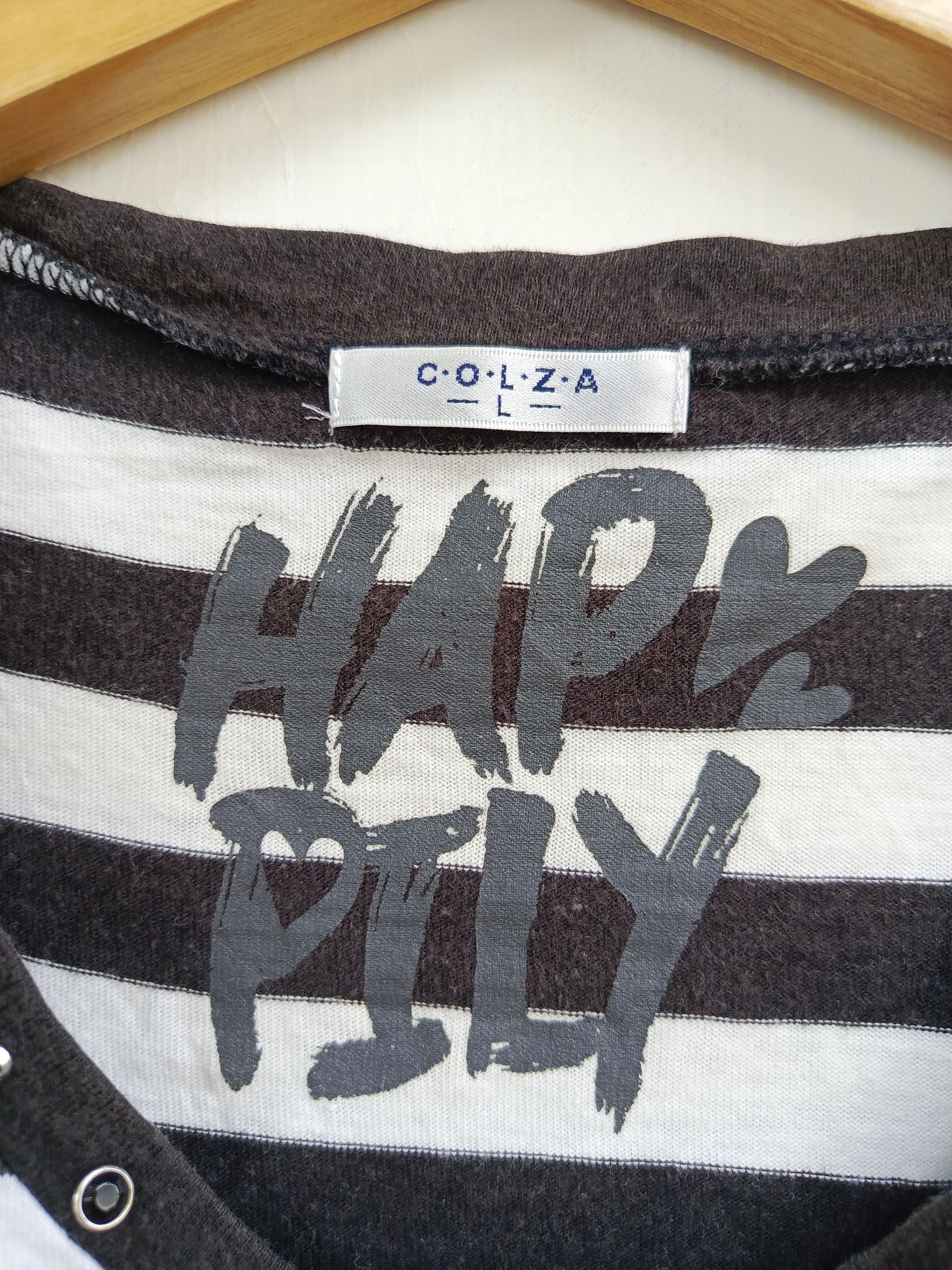 Japanese Brand Colza Happily stripe tshirt Size L / US 10 / IT 46 - 4 Thumbnail