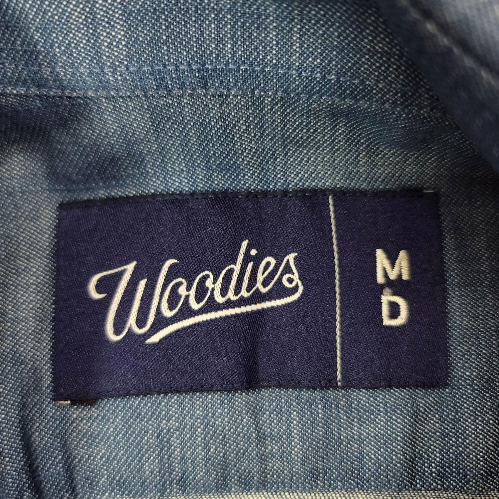 Vintage Woodies Shirt Mens M Blue Chambray Long Sleeve Button Front Cotton Casual Size US M / EU 48-50 / 2 - 3 Thumbnail