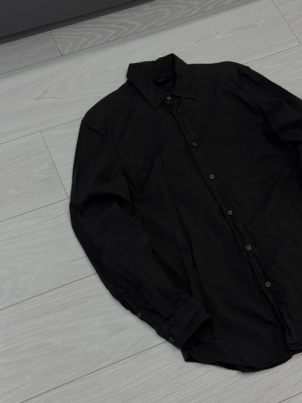 Diesel 2000s Button Up Shirt - Black Military Vintage Size M