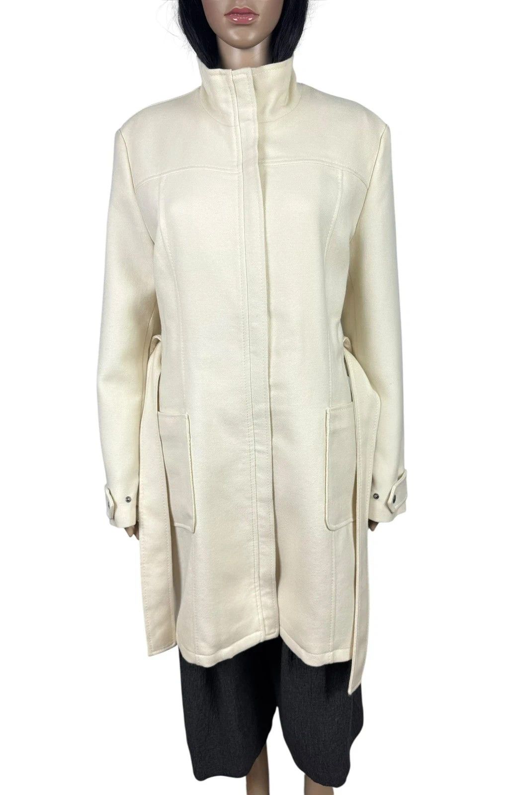 Gianfranco Ferre GF Ferre Wool Long Coat Belted Ivory size M Size M / US 6-8 / IT 42-44 - 9 Thumbnail
