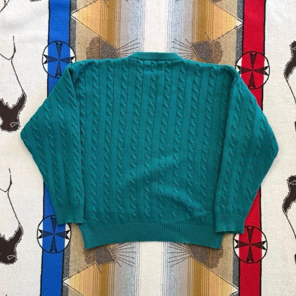 Eddie Bauer VINTAGE Eddie Bauer Fisherman Cable Knit Sweater Teal Blue Men’s Large Cotton Pullover Long Sleeve Casual 90s Mens Size US L / EU 52-54 / 3 - 4 Thumbnail