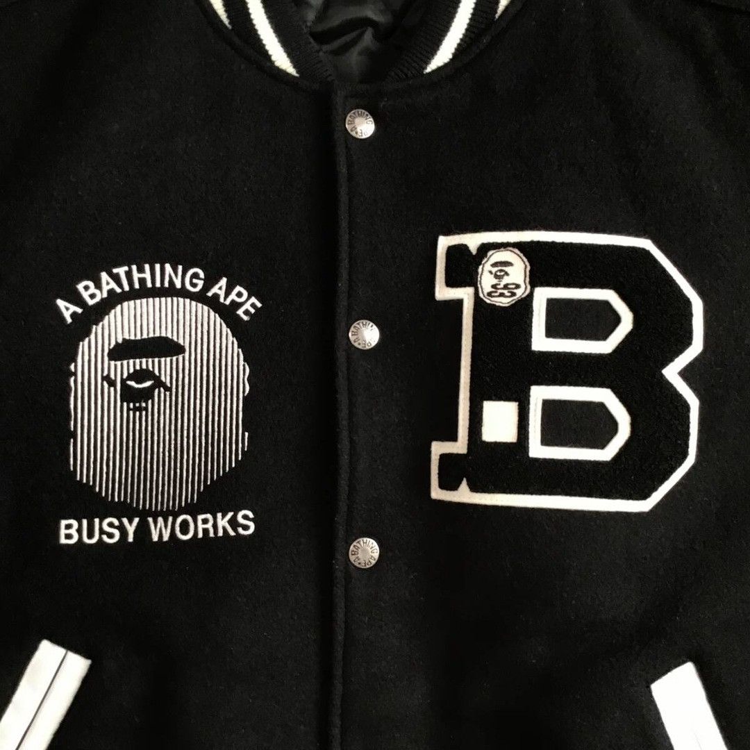 Bape Leather Sleeve Varsity Jacket BAPE STA LOGO a bathing ape Size US XL / EU 56 / 4 - 3 Thumbnail
