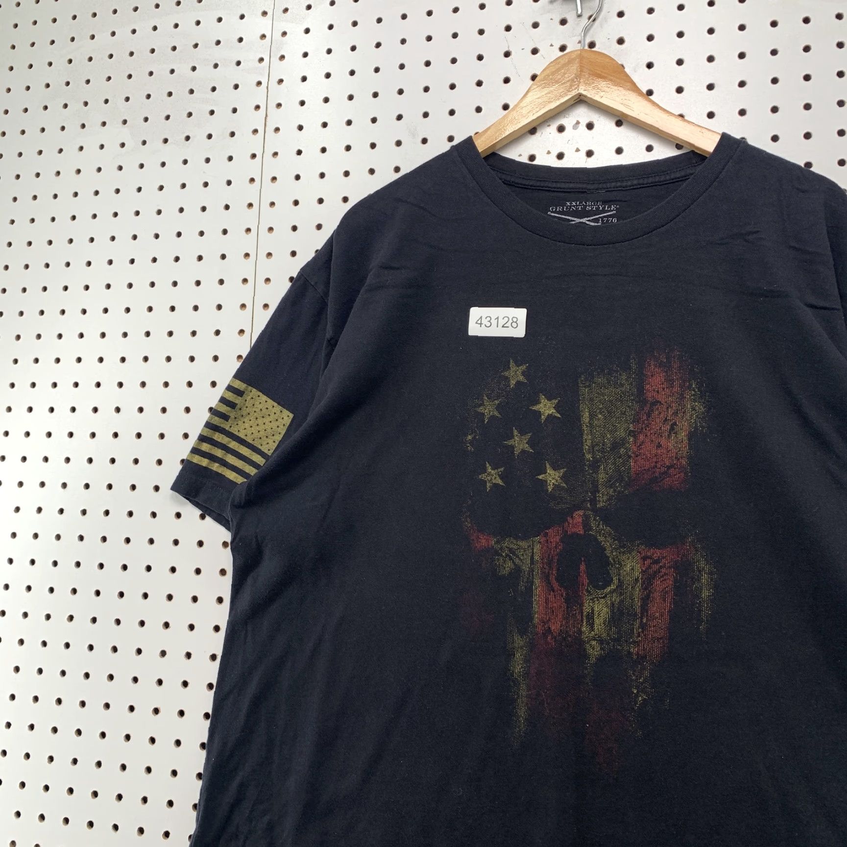 Vintage GRUNT STYLE Shirt Graphic Print 2XL Black Skull USA Flag Short Sleeve Mens Size US XXL / EU 58 / 5 - 2 Thumbnail