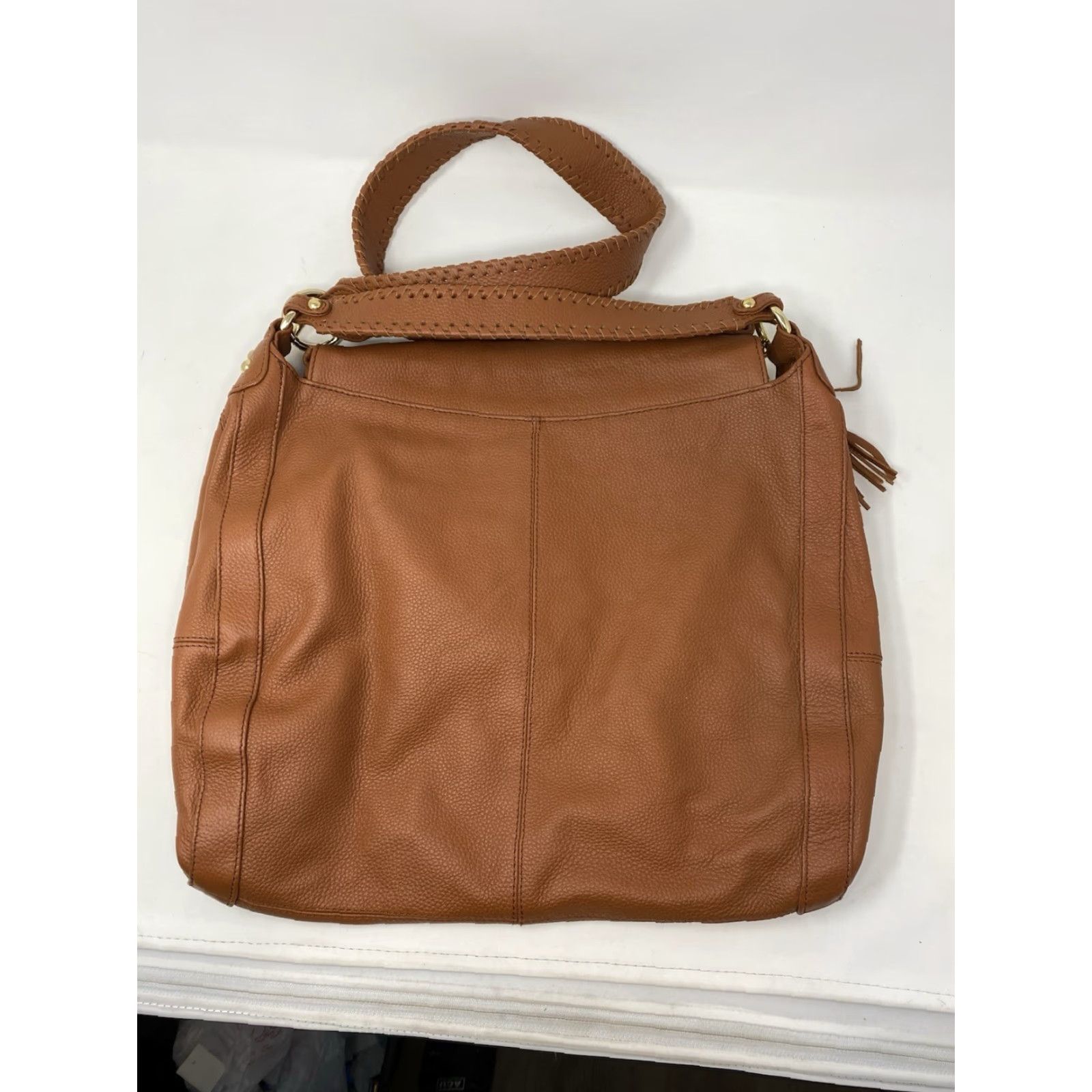 Vintage Onna Ehrlich Shoulder Bag Brown Pebbled Leather Large Tassel Purse Purse Tassel Gold Hardware Zip Inner Pockets Women's Bag Cleaning: See Photos Size ONE SIZE - 5 Thumbnail