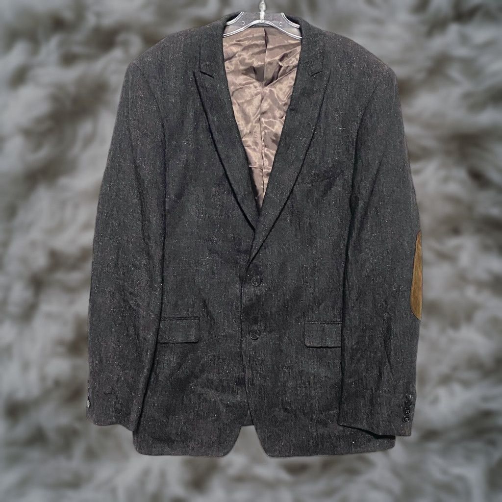 Calvin Klein VINTAGE Calvin Klein Slim Fit Tweed Blazer Jacket Men 44L Elbow Patches Academic Professor College Preppy Nerd Teachers Mens Size 44R - 1 Thumbnail