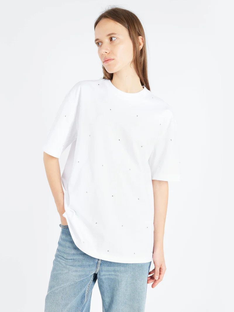 Ganni o1s22i1n0525 Crewneck T-Shirt in White Size S / US 4 / IT 40 - 2 Thumbnail