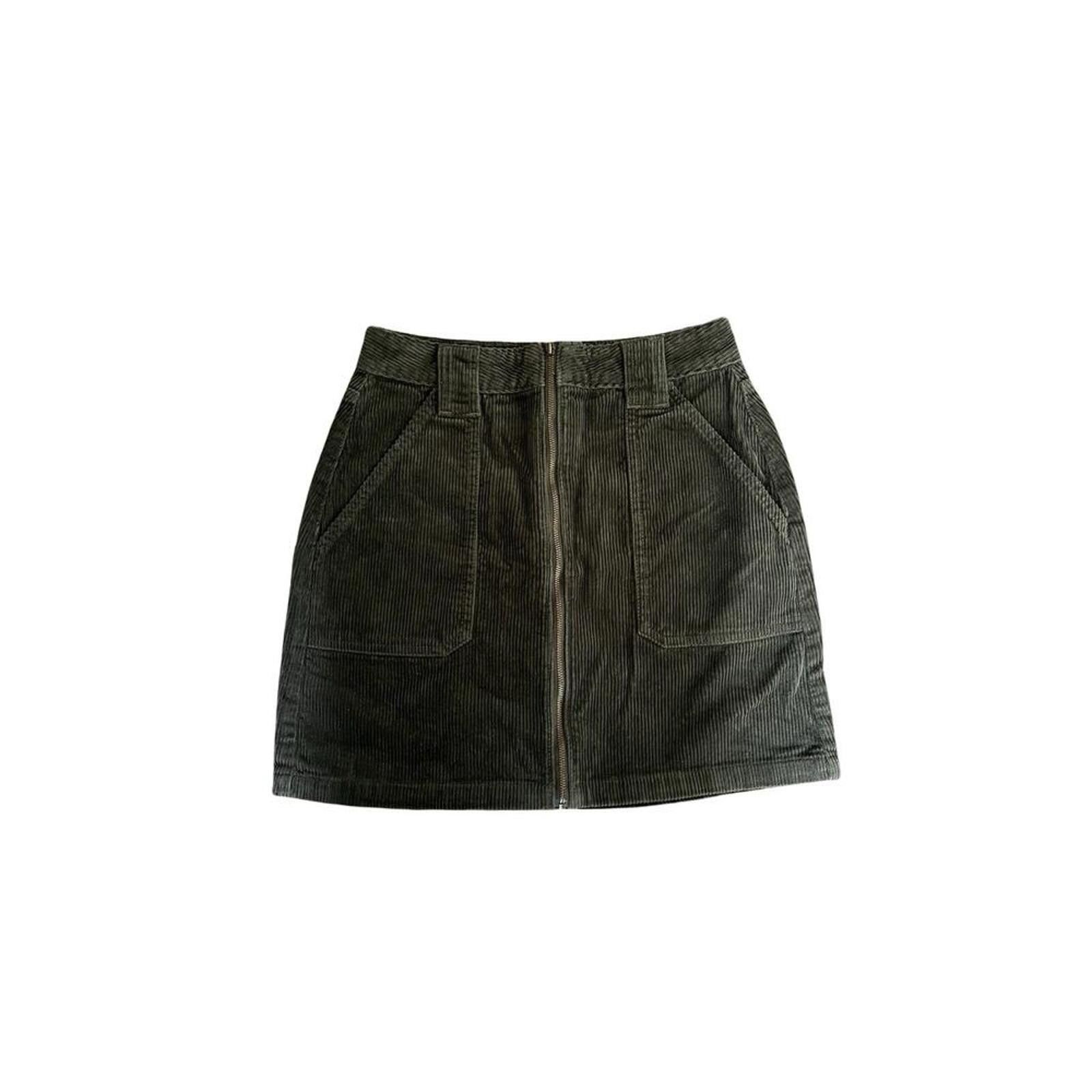 Other Hollister Chic Olive Green Corduroy Mini Skirt Size 28" / US 6 / IT 42 - 2 Thumbnail
