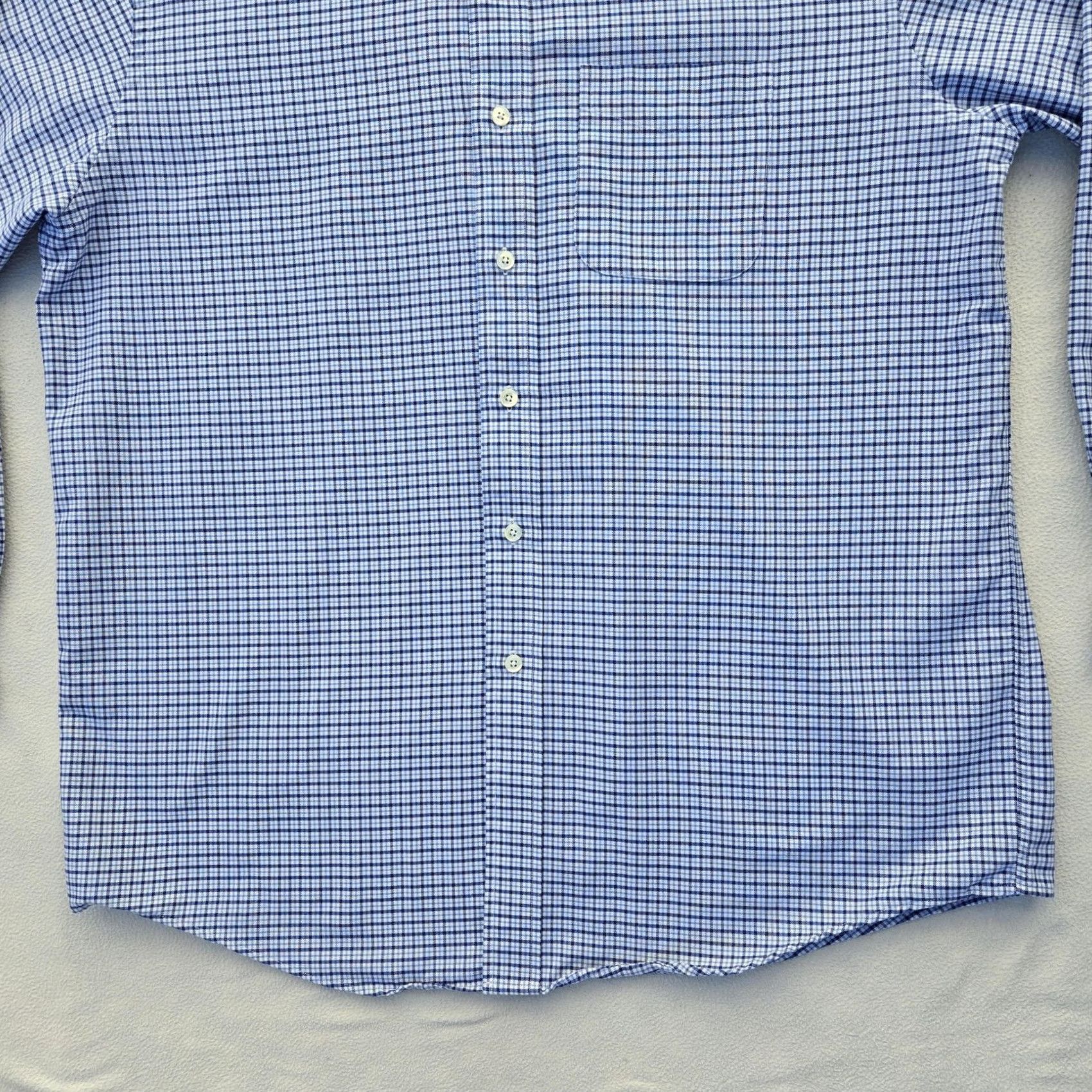 Vintage L.L. Bean Shirt Mens Large Blue Check Button Down Long Sleeve Cotton Blend Pocket Size US L / EU 52-54 / 3 - 4 Thumbnail