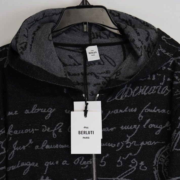 Berluti o1rshd1 Scritto Zip Up Hoodie in Noir Size US L / EU 52-54 / 3 - 6 Thumbnail