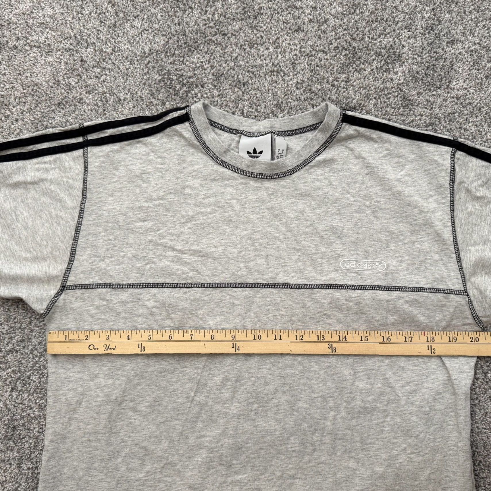 Adidas Adidas Shirt Mens Large Gray Crewneck Three Stripes Trefoil Logo Athletic GN3887 Size US L / EU 52-54 / 3 - 3 Thumbnail