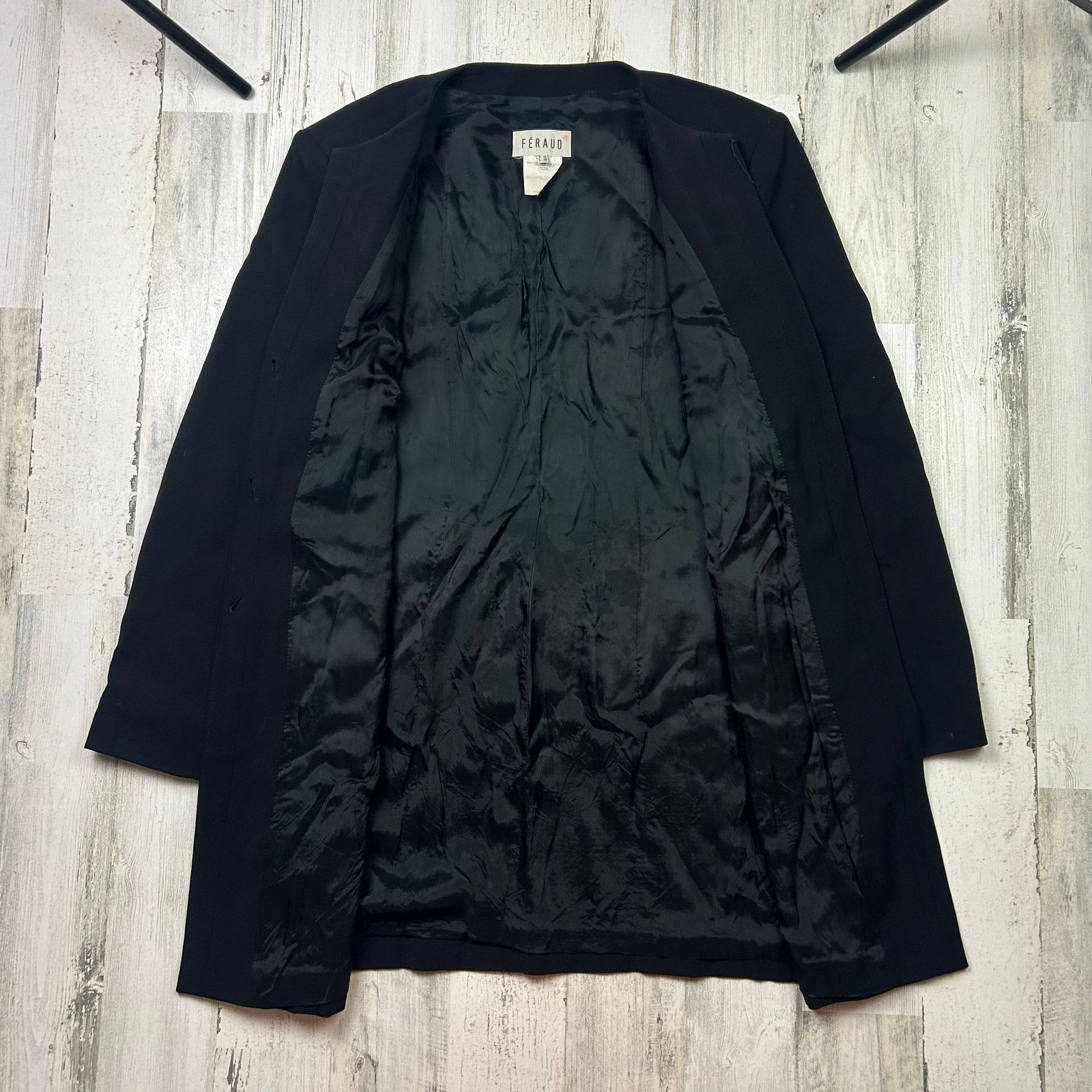 Louis Feraud × Vintage Vintage Black Louis Feraud Long Sleeve Women's Blazer Coat Size L / US 10 / IT 46 - 3 Thumbnail