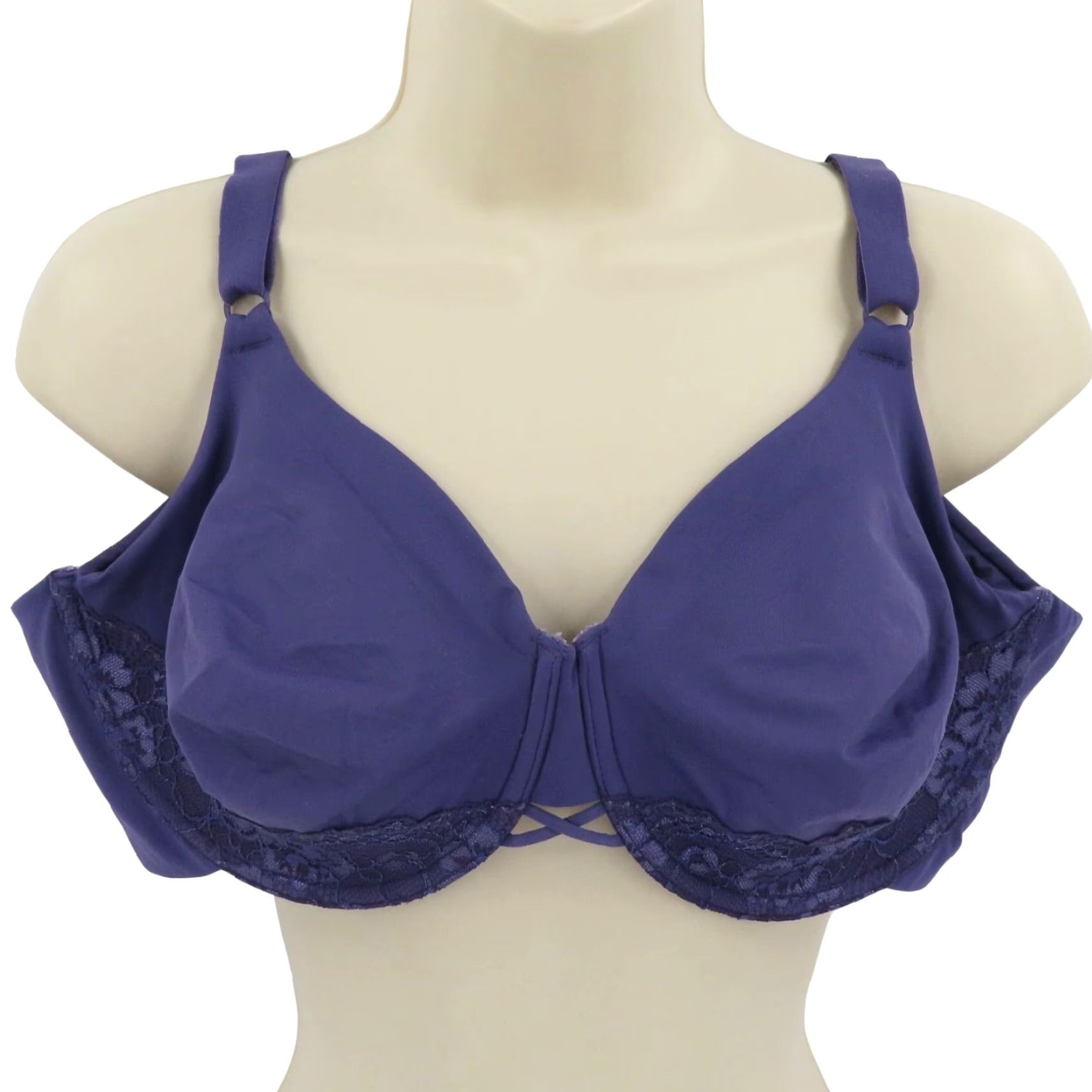Vintage Vanity Fair Bra 44C Smoothing Back Underwire Unlined Purple Blue T-Shirt Bra Womens Size ONE SIZE - 2 Thumbnail