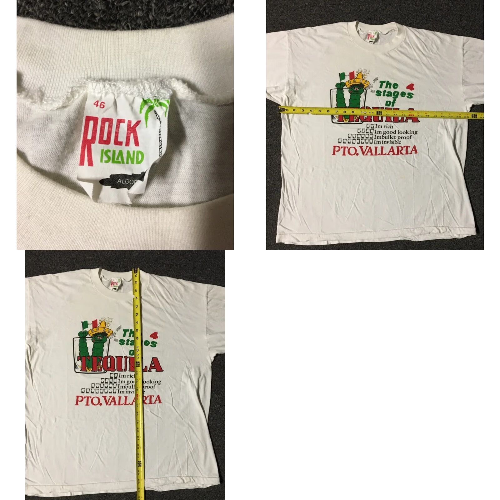Vintage VINTAGE 80s Mexico 4 Stages Of Tequila Faded Shirt M L Funny Animal Bar Beer Drunk Men White Socks? Size US M / EU 48-50 / 2 - 8 Thumbnail