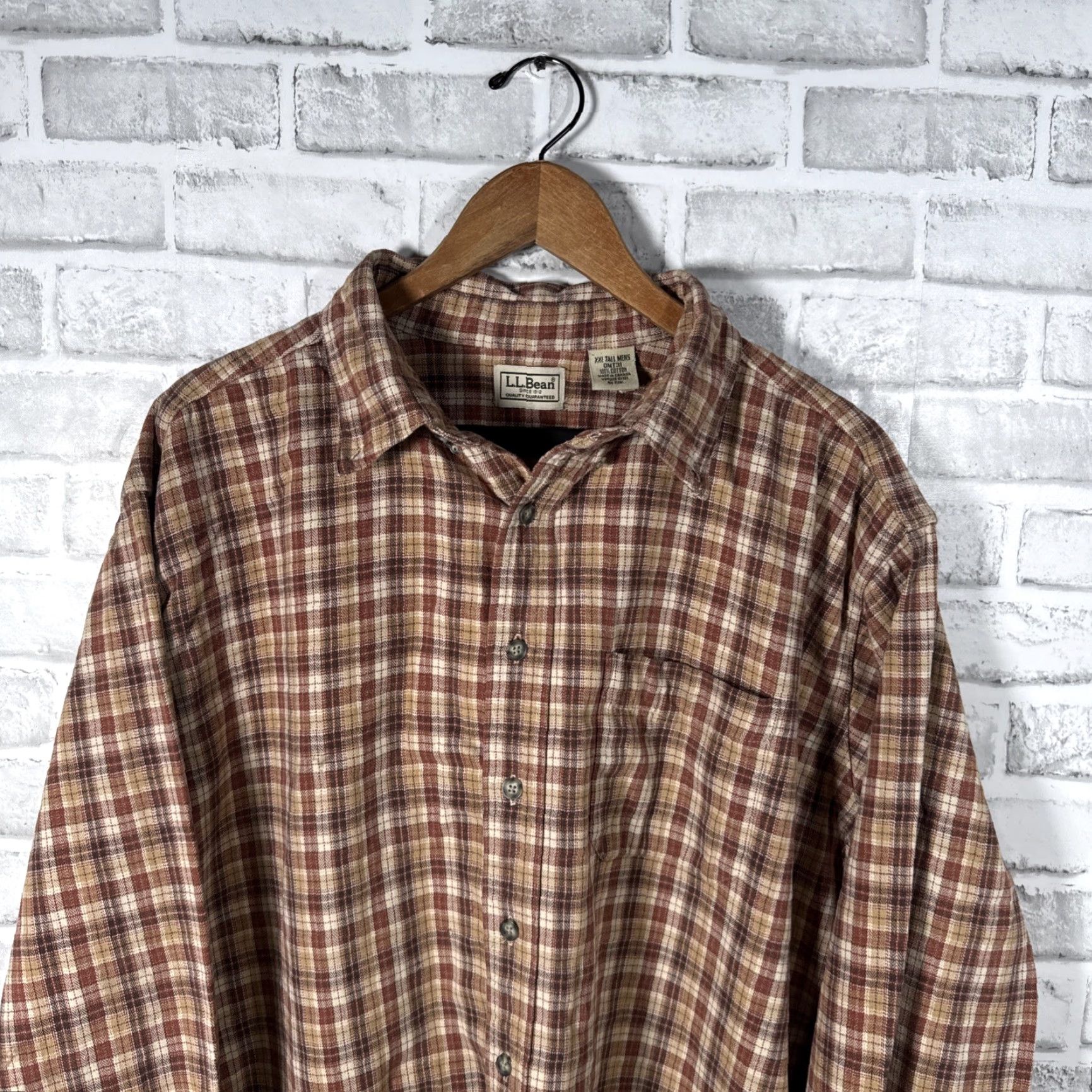 Vintage VINTAGE LL Bean Red Plaid Button Up Shirt Mens 2XLT Big & Tall Long Sleeve Size US XXL / EU 58 / 5 - 2 Thumbnail