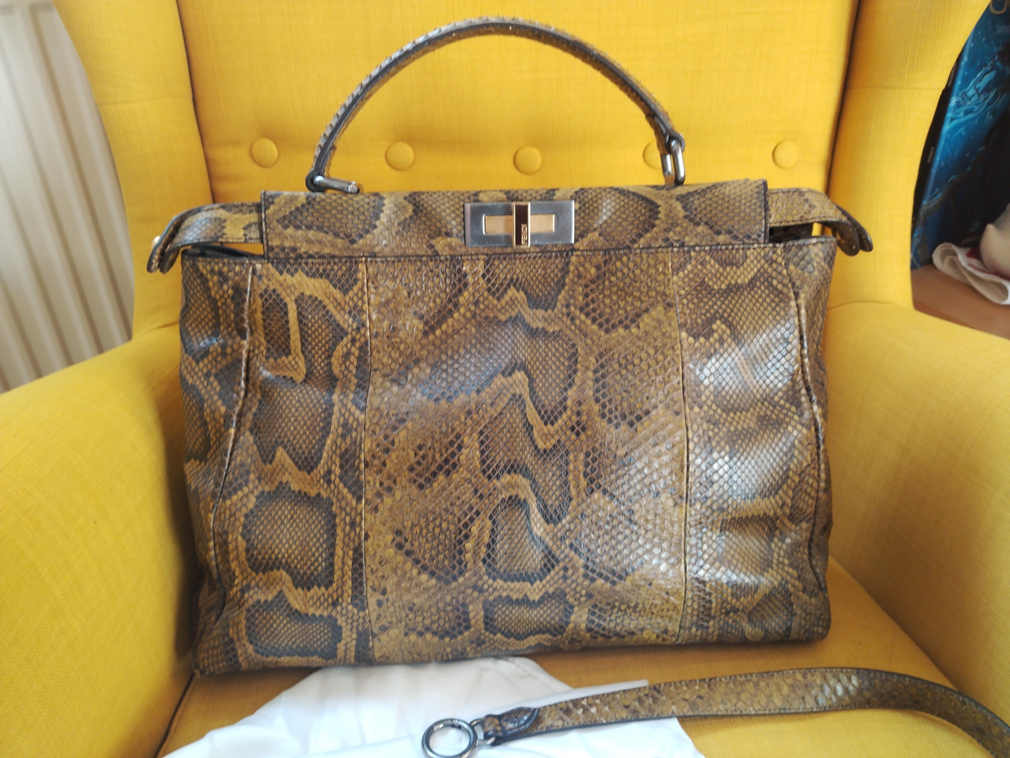 Fendi Fendi Brown Python Peekaboo Handle Bag Size ONE SIZE - 2 Thumbnail
