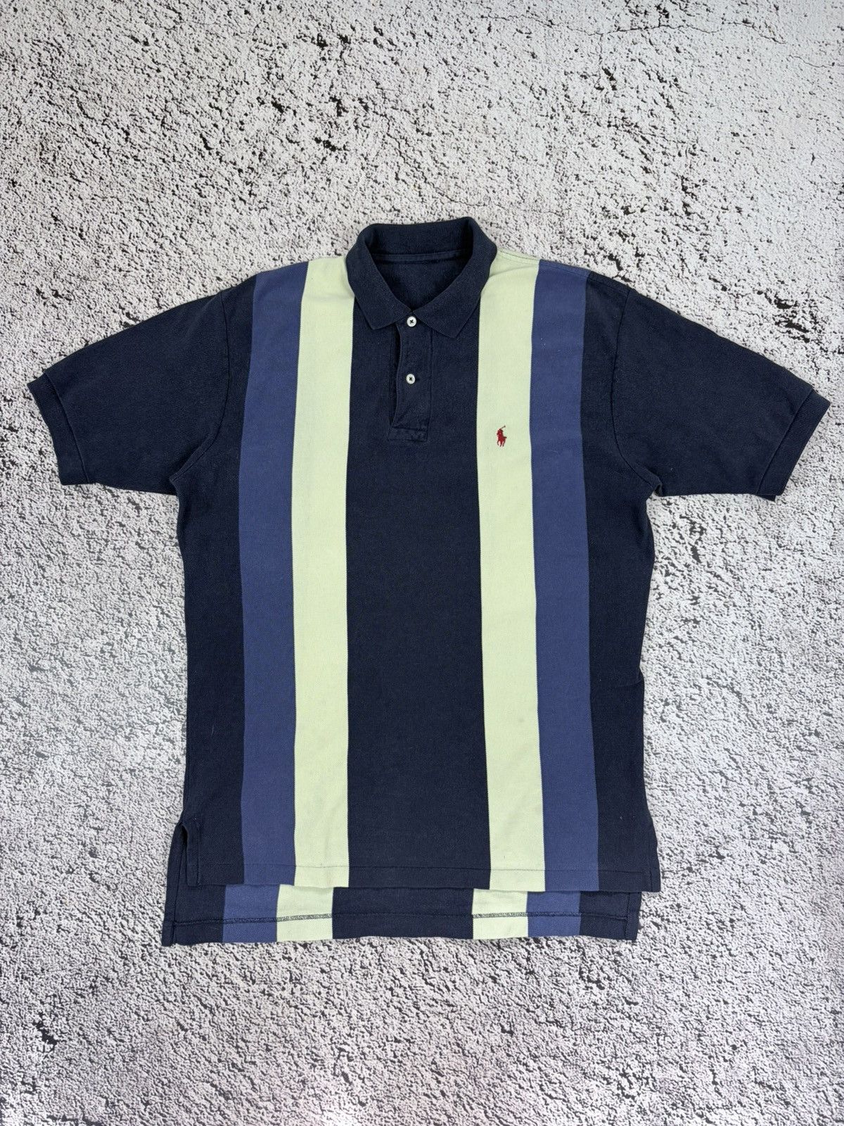 Ralph Lauren Vintage Polo Ralph Lauren Vertical Striped Polo Shirt Navy Size US L / EU 52-54 / 3 - 1 Thumbnail