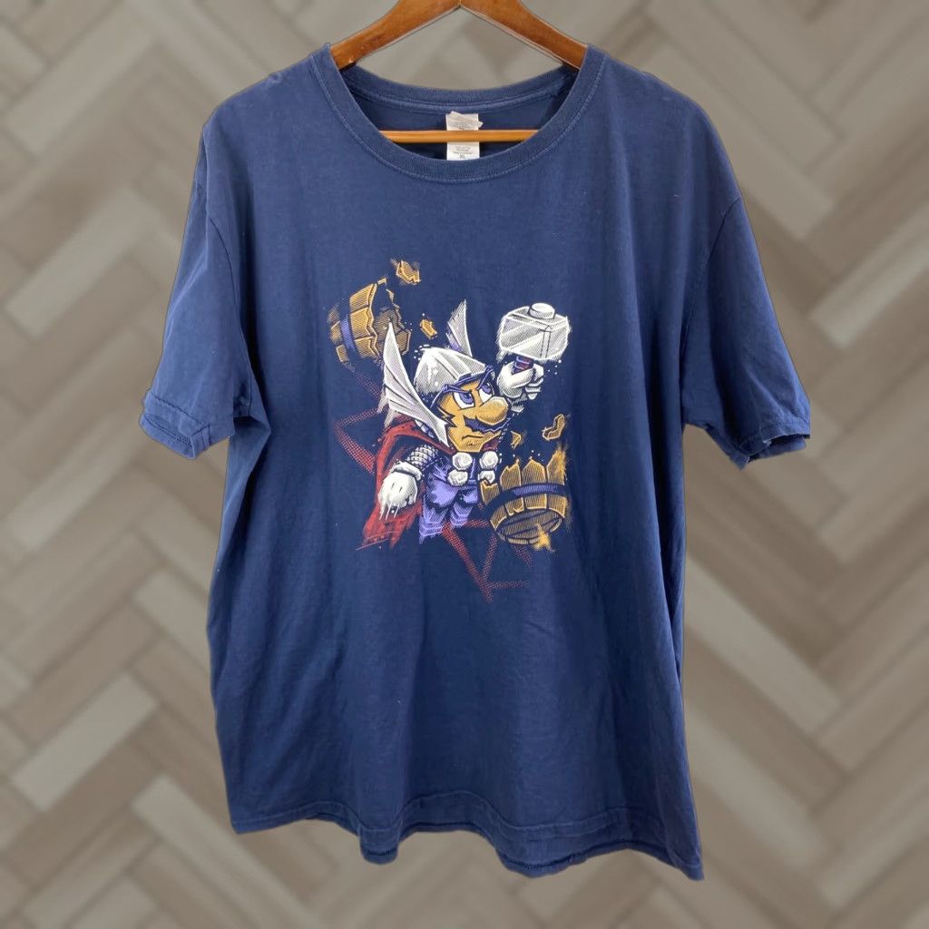 Gildan Gildan T-Shirt Short Sleeve Crew Neck Blue XL Men Mario Thor Graphic Pattern Solid 1779 Nerv? Size US XL / EU 56 / 4 - 1 Thumbnail