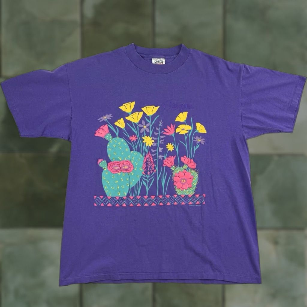 Vintage VINTAGE AriZona T-Shirt Desert Cactus Flowers Purple 1980s USA Adult XL Men Shirt Size US XL / EU 56 / 4 - 1 Thumbnail