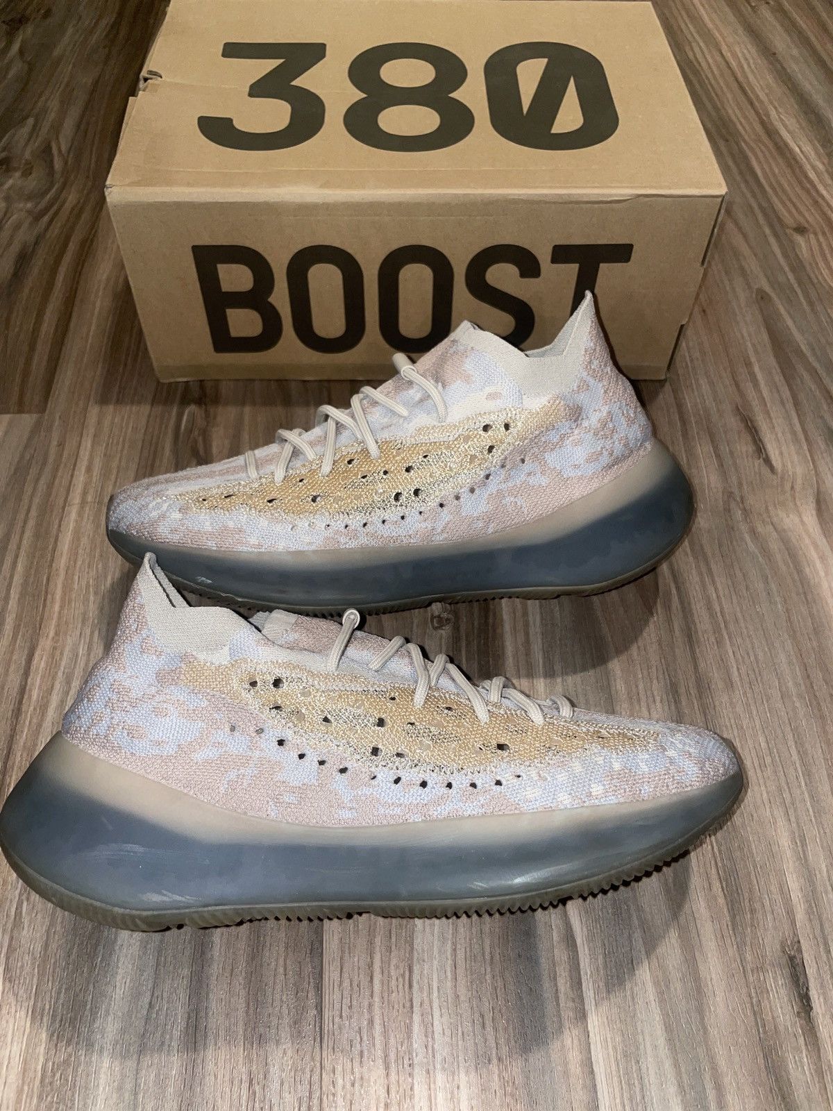 image of Adidas Yeezy Boost 380 Pepper Shoes in Beige, Men's (Size 12)