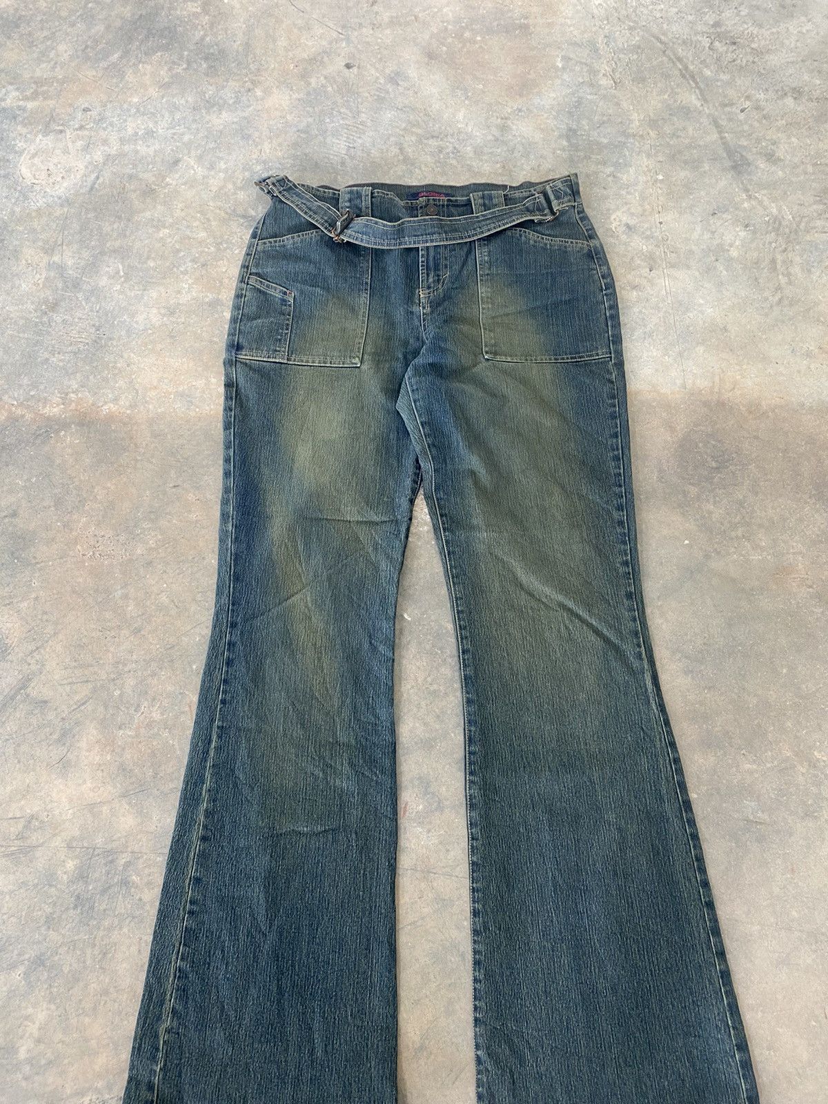 Hysteric Glamour × Japanese Brand × Le Grande Bleu (L.G.B.) Gloria Flare Jeans Mud wash Bondage 90s Punk Grunge Size US 32 / EU 48 - 3 Thumbnail