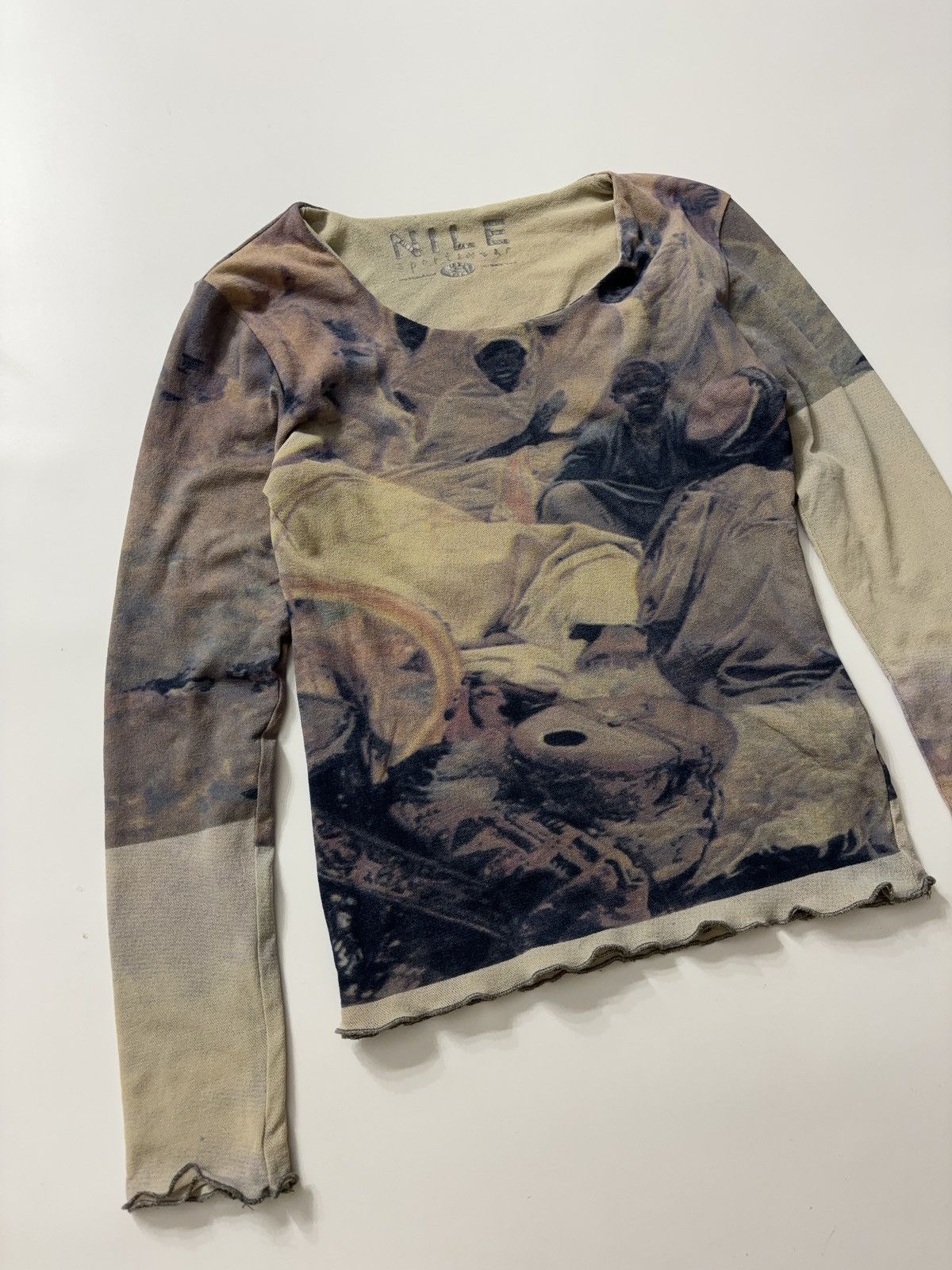 Vintage PRINTED RARE VINTAGE ETHNO LONG SLEEVE MESH TOP Size S / US 4 / IT 40 - 6 Thumbnail
