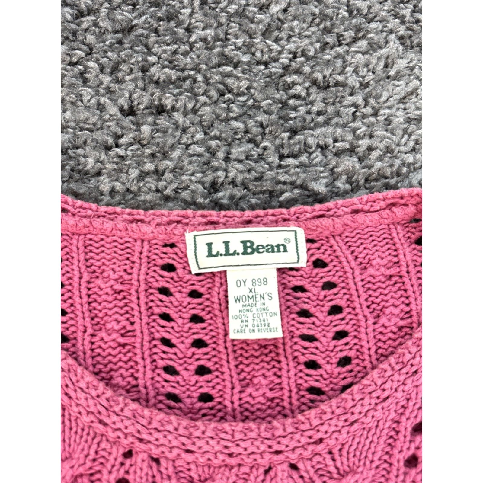 Vintage VINTAGE LL Bean Sweater Womens XL Pink 90s Fisherman Cable-Knit Cotton Crew Neck Pullover Mens Womens Girls? Size XL / US 12-14 / IT 48-50 - 4 Thumbnail