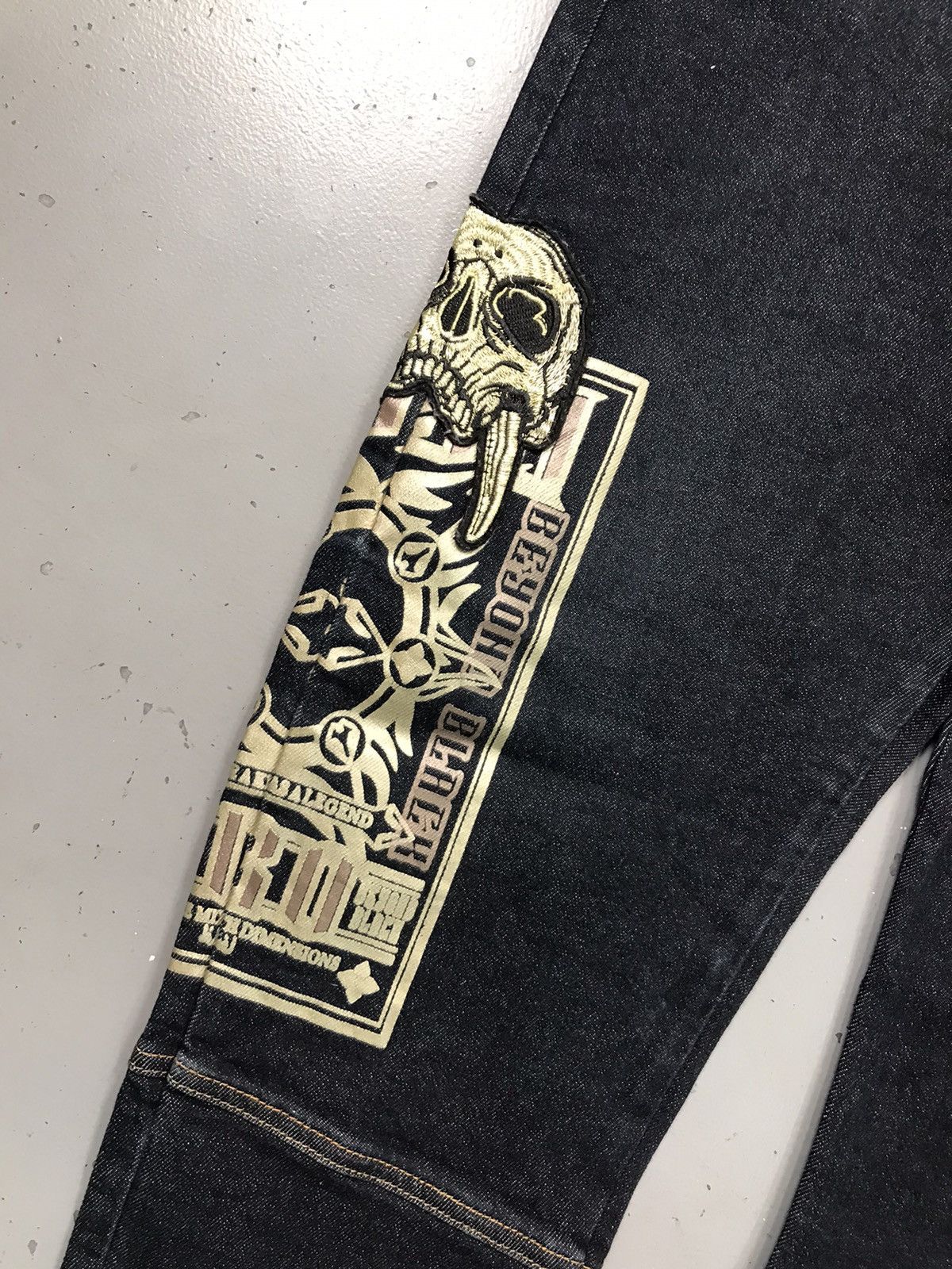 Japanese Brand × Vintage Vintage Japanese denim crazy skull embroidered denim Size US 38 / EU 54 - 5 Thumbnail