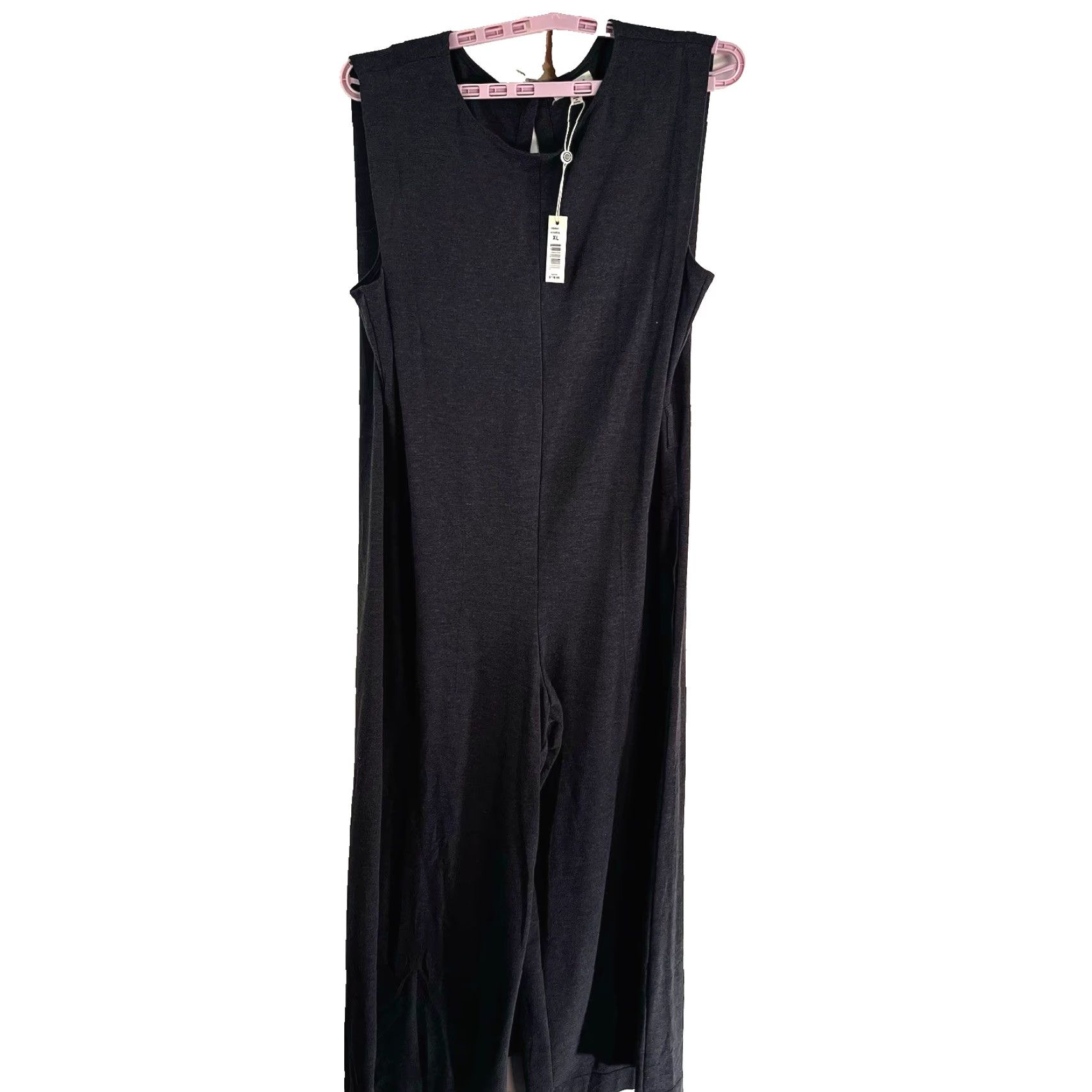 Vintage Max Studio Jumpsuit Womens XL Charcoal Sleeveless Tie Jumper 48X27 Wide Leg NWT Size XL / US 12-14 / IT 48-50 - 2 Thumbnail