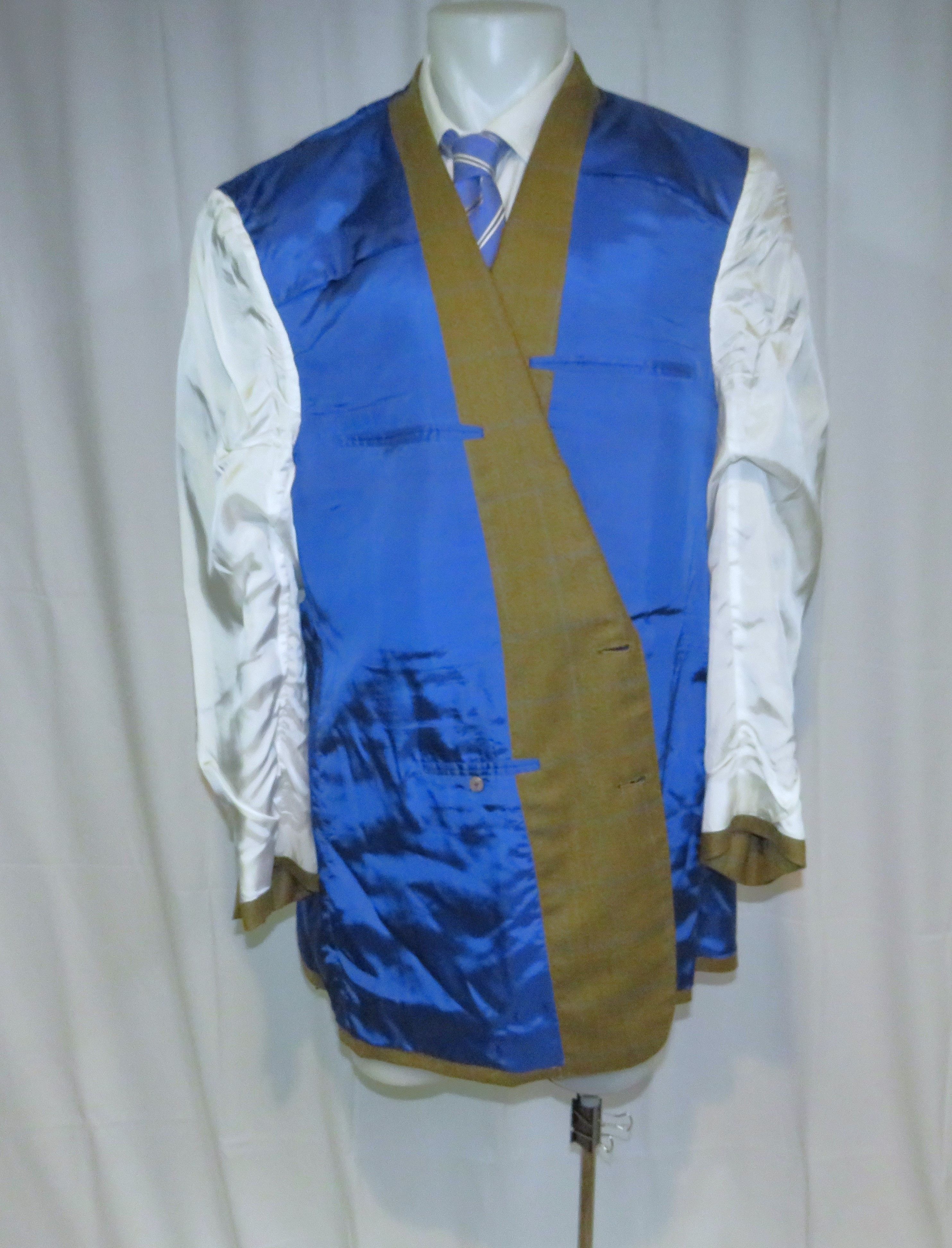 Henry Poole × Savile Row Bespoke Brown Windowpane Two Button 48XL Size 48L - 10 Thumbnail