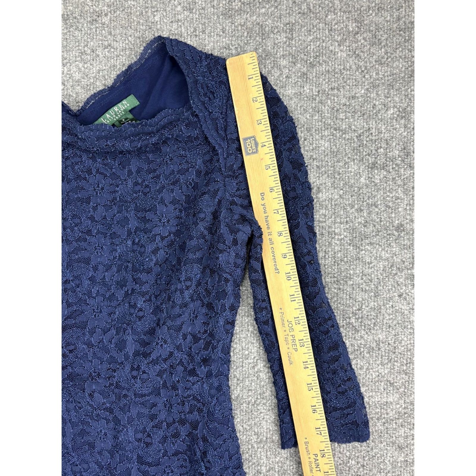 Ralph Lauren Lauren Ralph Lauren Dress Womens 8 Blue Lace 3/4 Sleeve Sheath Party Cocktail Size M / US 6-8 / IT 42-44 - 3 Thumbnail