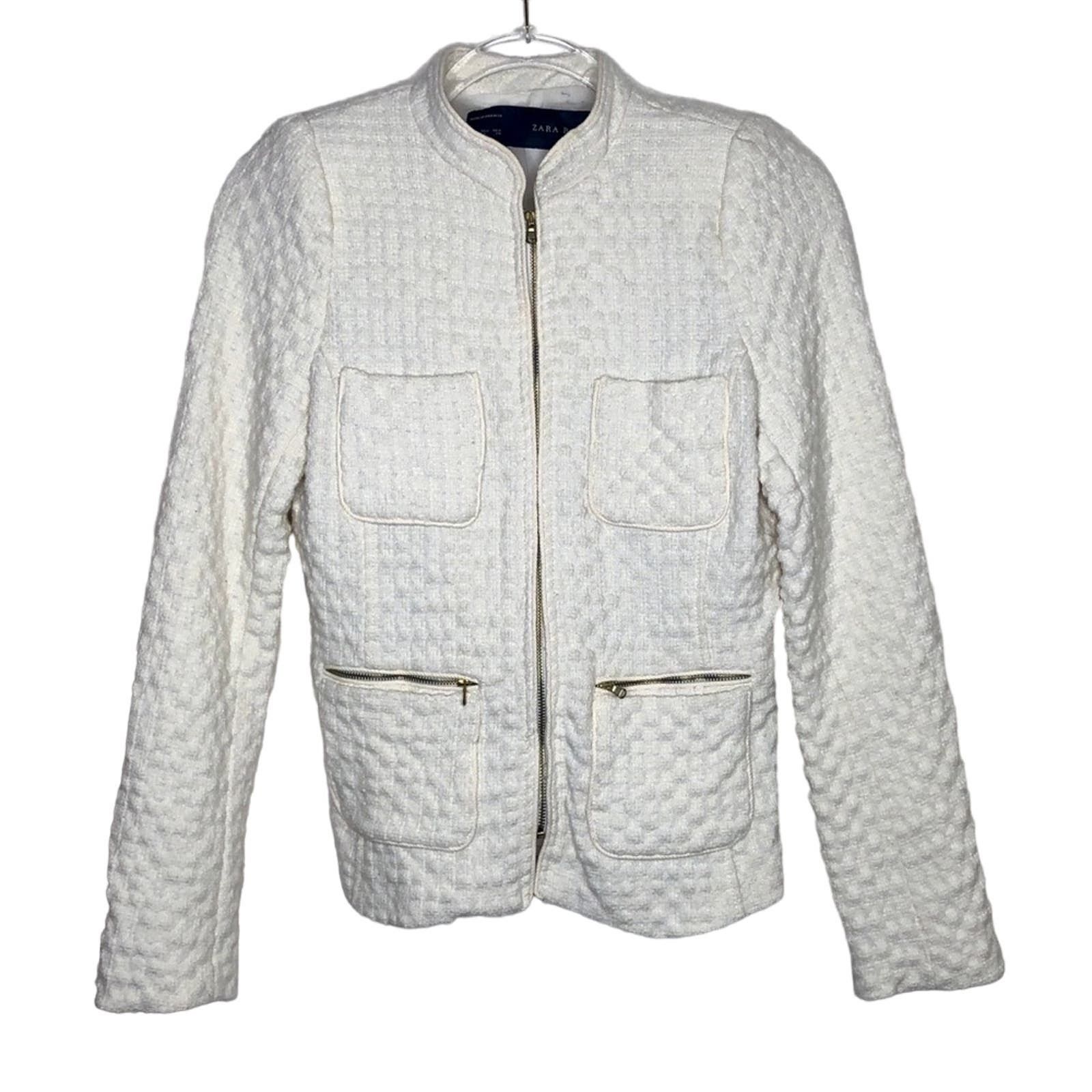 Zara Zara Basic Moroccan Cream Wool Jacket Twee Retro Glam Small Size S / US 4 / IT 40 - 4 Thumbnail