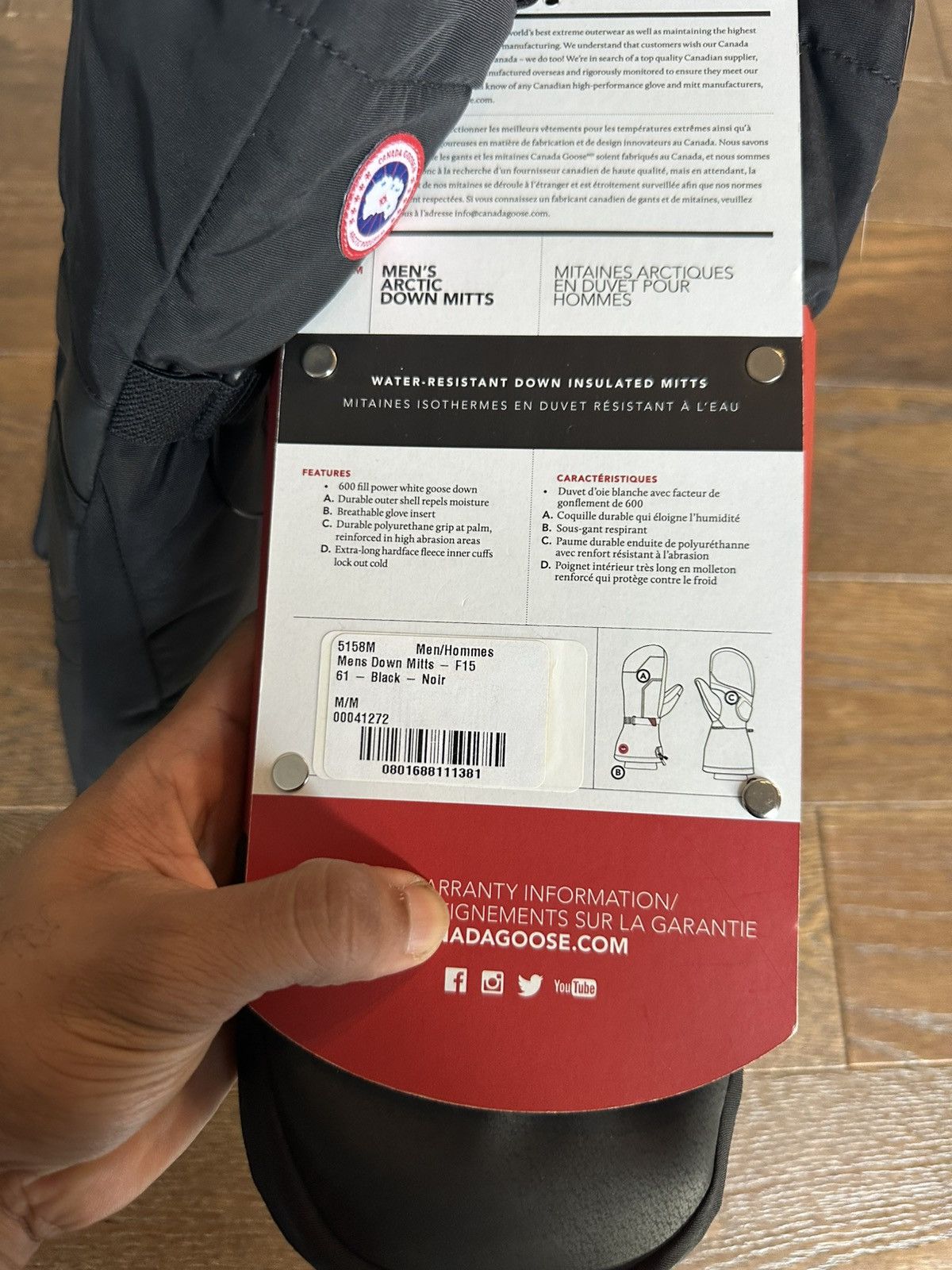 Canada Goose Canada Goose Mens Down Mitts Gloves Men Medium Black NWT Size ONE SIZE - 4 Thumbnail