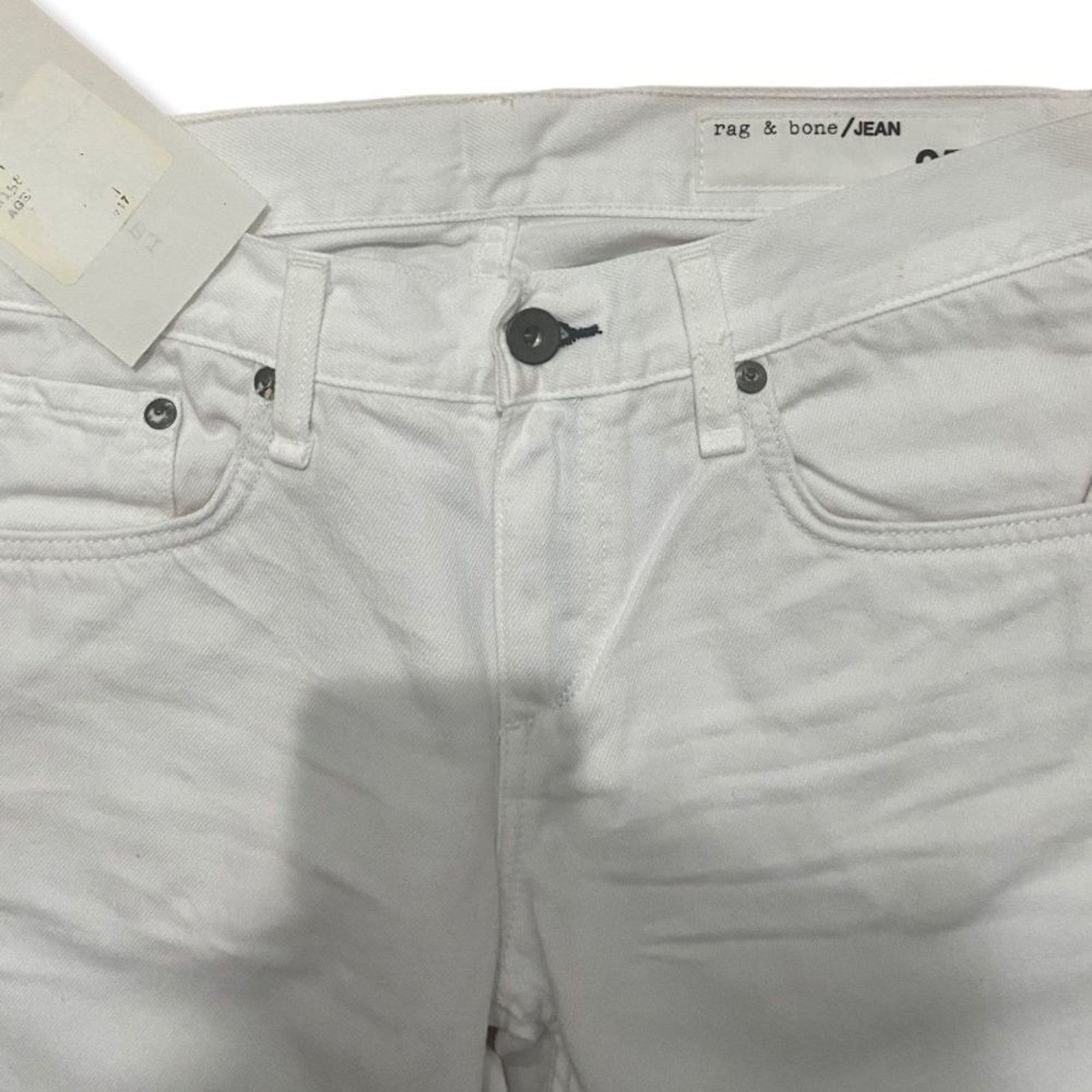 RAG BONE Aged Release White Raw Hem Skinny Jeans Sz 25