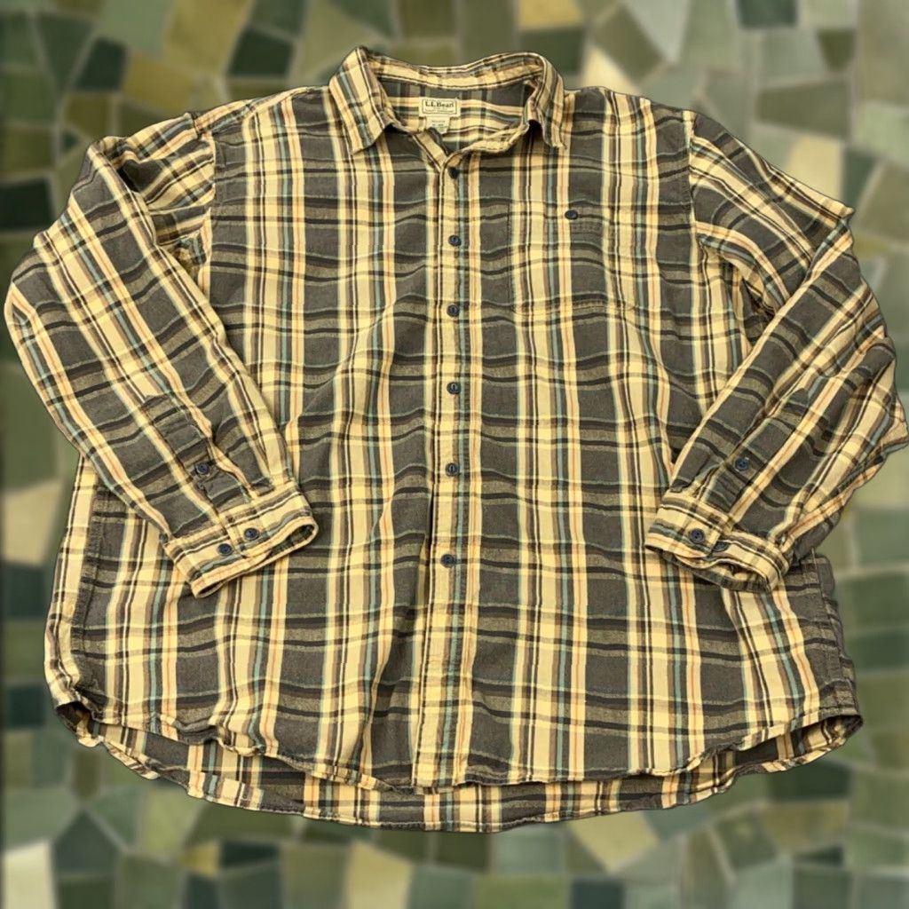 Vintage VINTAGE L.L.Bean Shirt Men XL Beige Plaid Heavyweight Button-Up Long Sleeve Classic Fit Size US XL / EU 56 / 4 - 1 Thumbnail