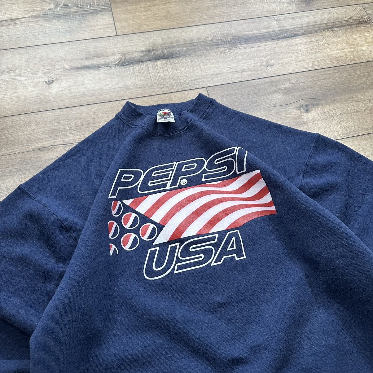 Fruit Of The Loom Vintage 90s Pepsi Spell Out Made in USA Crewneck Sweatshirt Size US XL / EU 56 / 4 - 5 Thumbnail