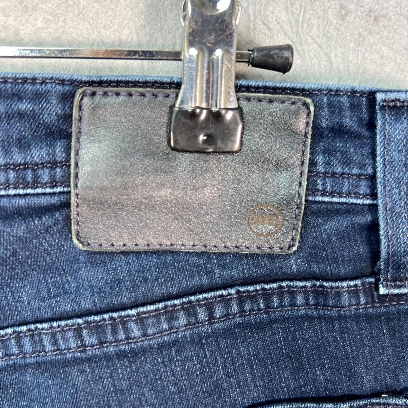 Vintage AG Adriano Goldschmied Tellis Slim Jeans Dark Wash Denim 33 Mens Size 33 Blue 5-Pocket Straight Rise Mid Vintage No Size US 33 - 3 Thumbnail