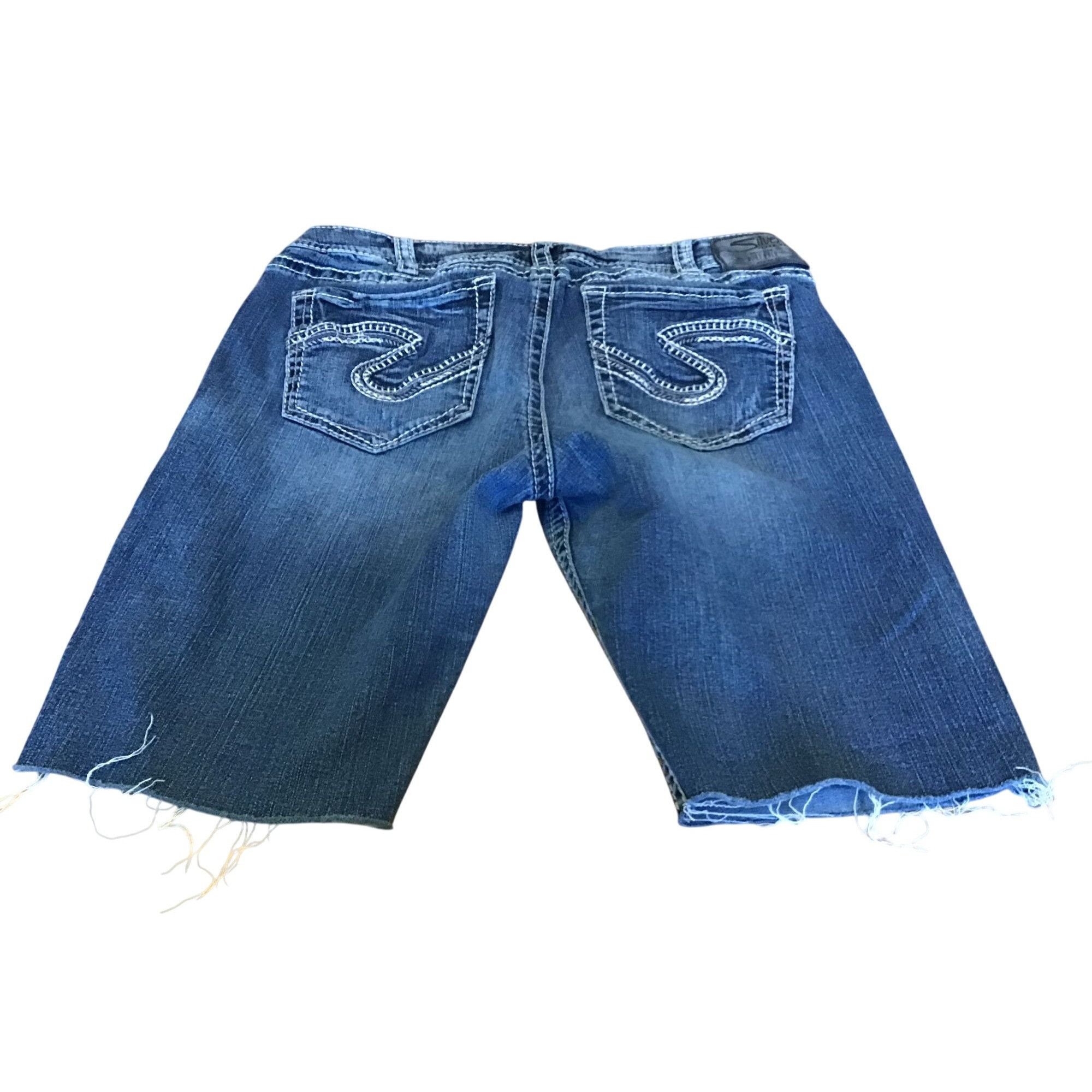 Silver Jeans Co. Fluid by Silver Jean Co. Denim Distressed Blue Jean Shorts Size 33" - 2 Thumbnail