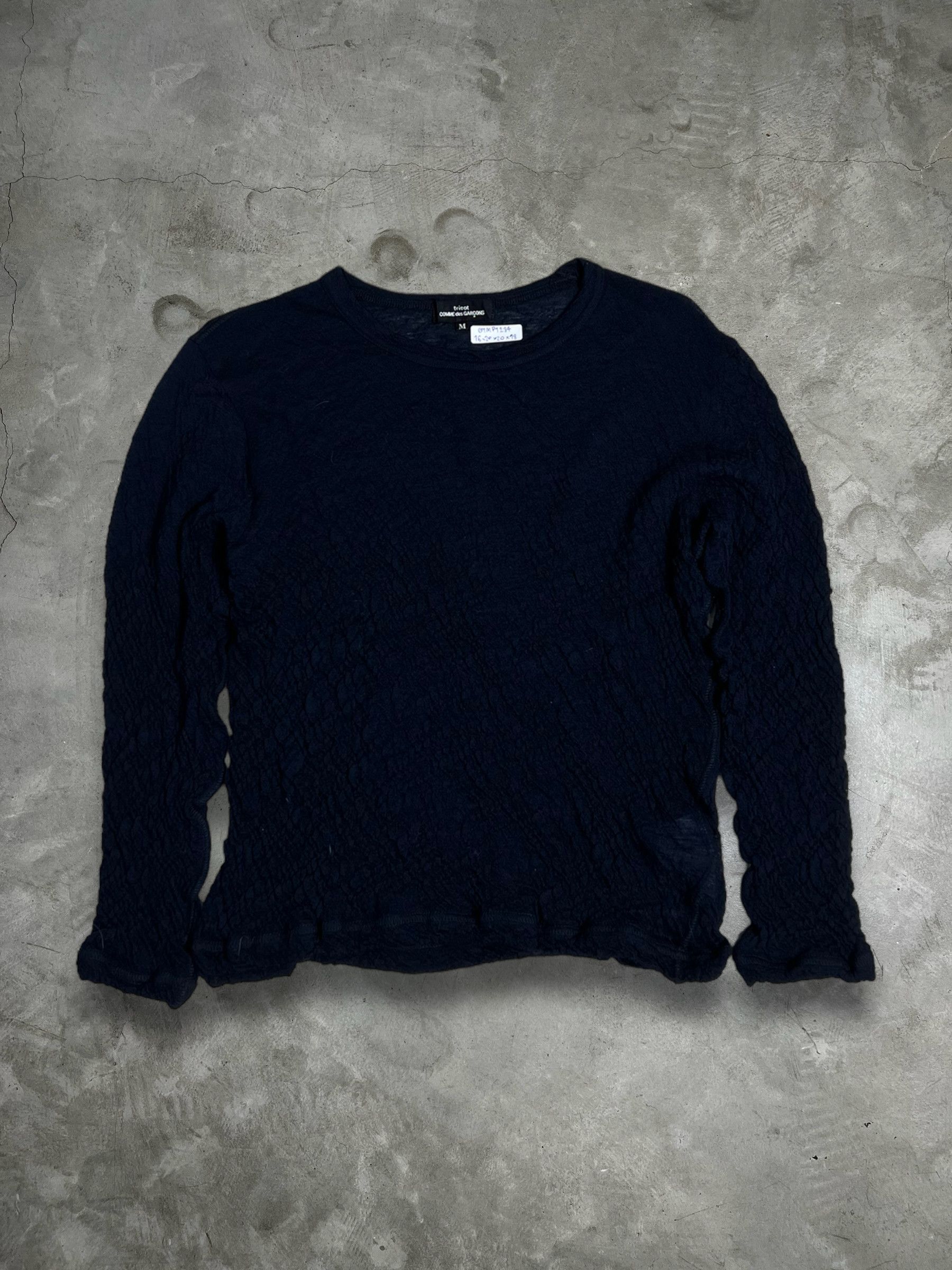 image of Tricot Comme Des Garcons Tricot Comme Des Garçons Long Sleeve Blouse (M) Gtmpt284 in Dark Navy, Wom