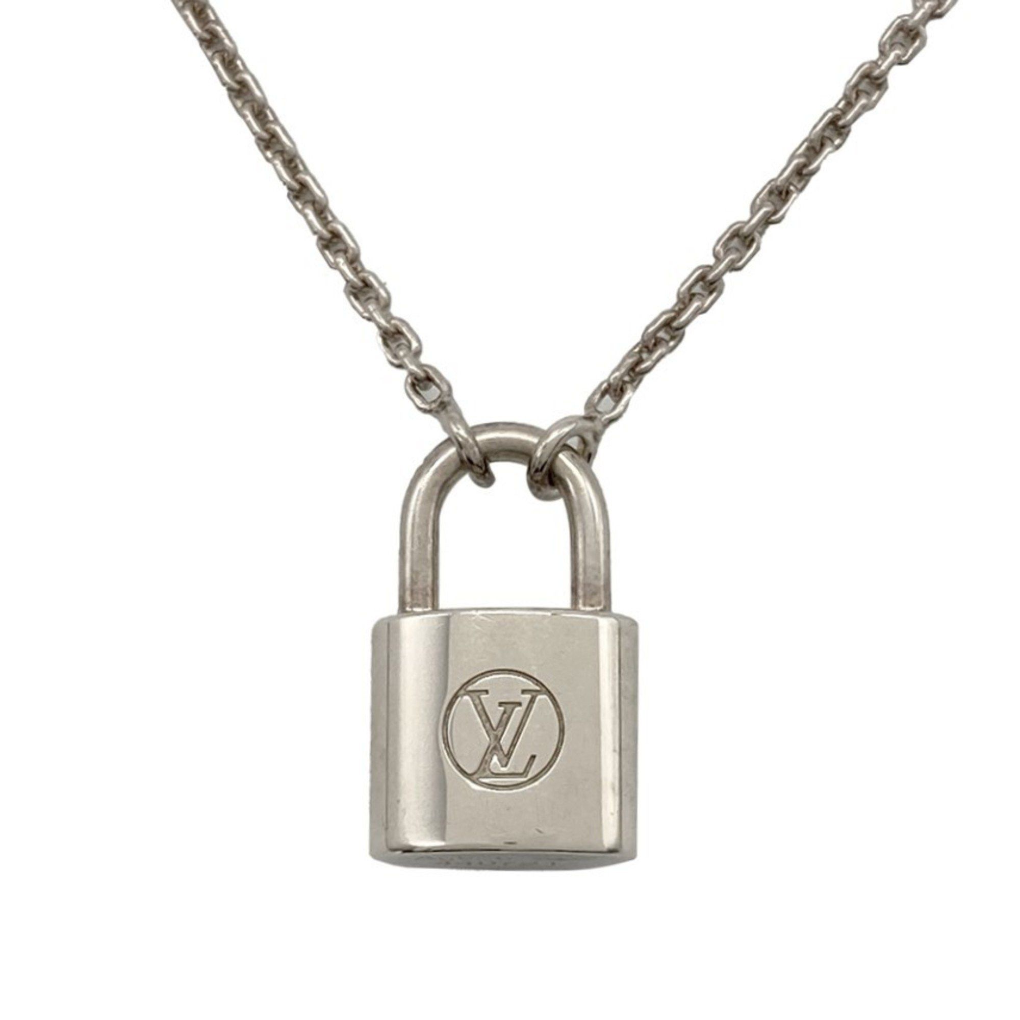 Louis Vuitton Silver Lockit Necklace Q93559 SV925 Pendant Padlock
