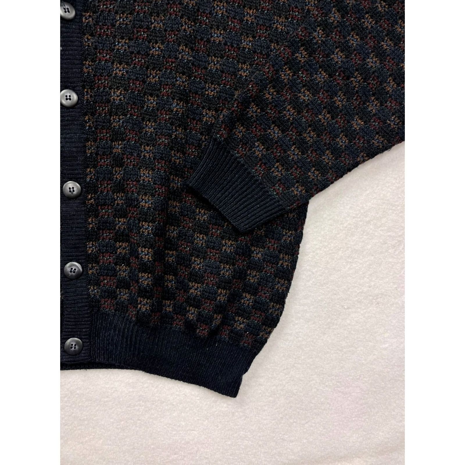 Vintage VINTAGE Towncraft Cardigan Sweater Mens L Black Checkered Pattern 6837 Size US L / EU 52-54 / 3 - 5 Thumbnail