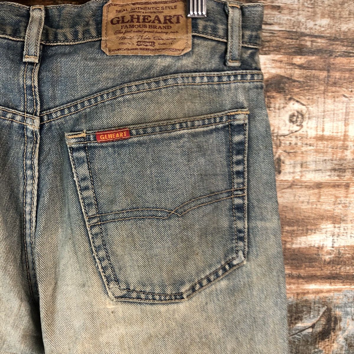 GL Hearth Blue patchwork Distressed Denim Pants #A2177