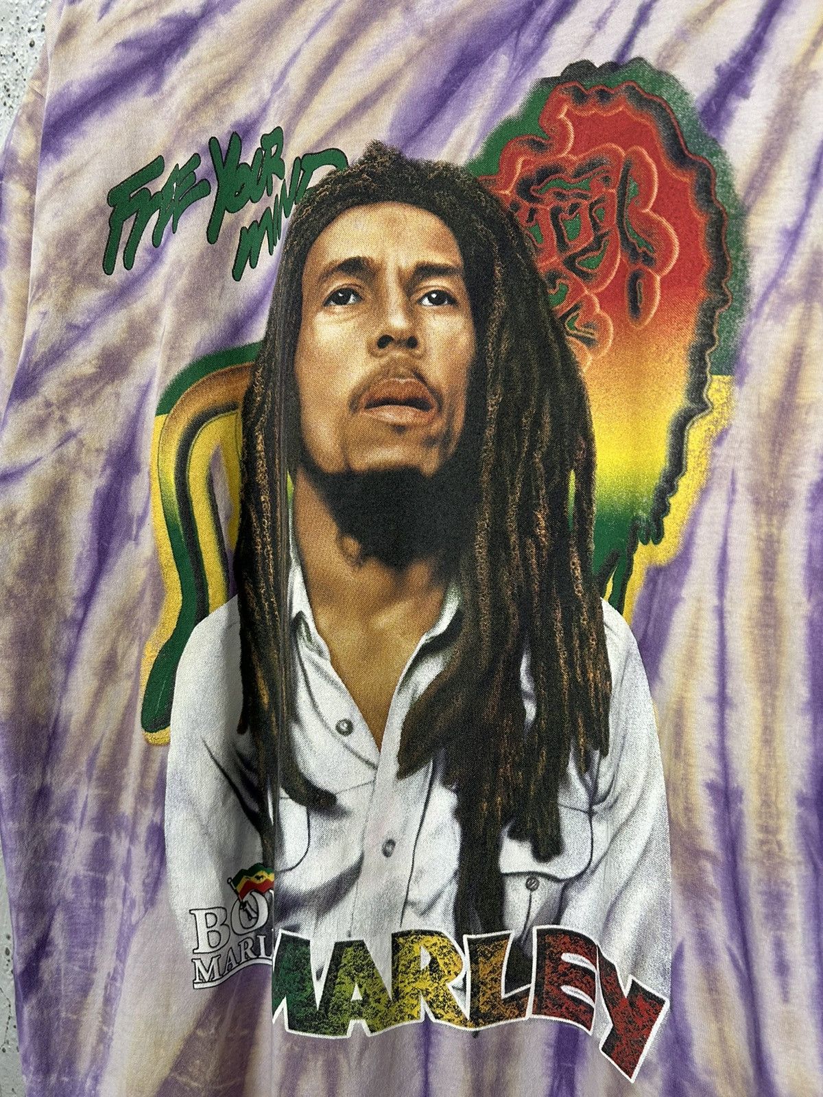 Bob Marley Vintage Rare 90s Bob Marley Tie Dye Graphic Tee Hype Art Size US L / EU 52-54 / 3 - 3 Thumbnail