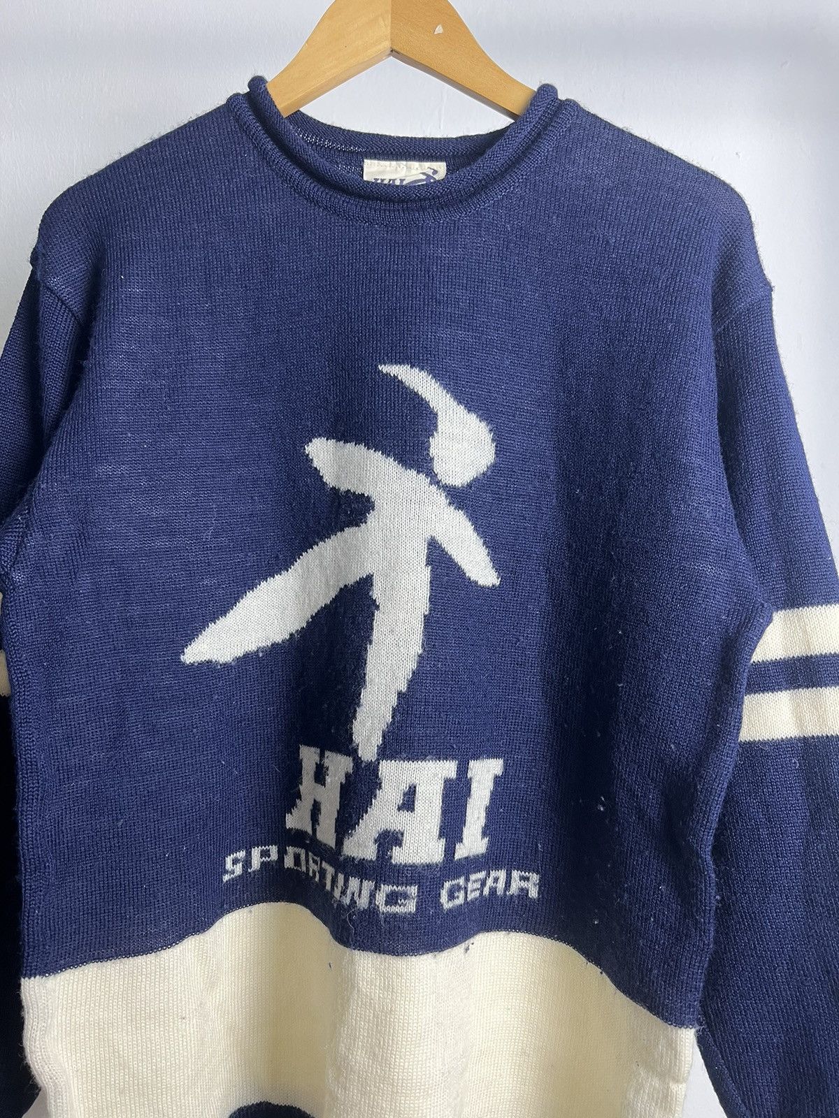 Hai Sporting Gear × Issey Miyake × Japanese Brand Vintage Hai Sporting Gear Knit Sweater Big Design Size US M / EU 48-50 / 2 - 2 Thumbnail