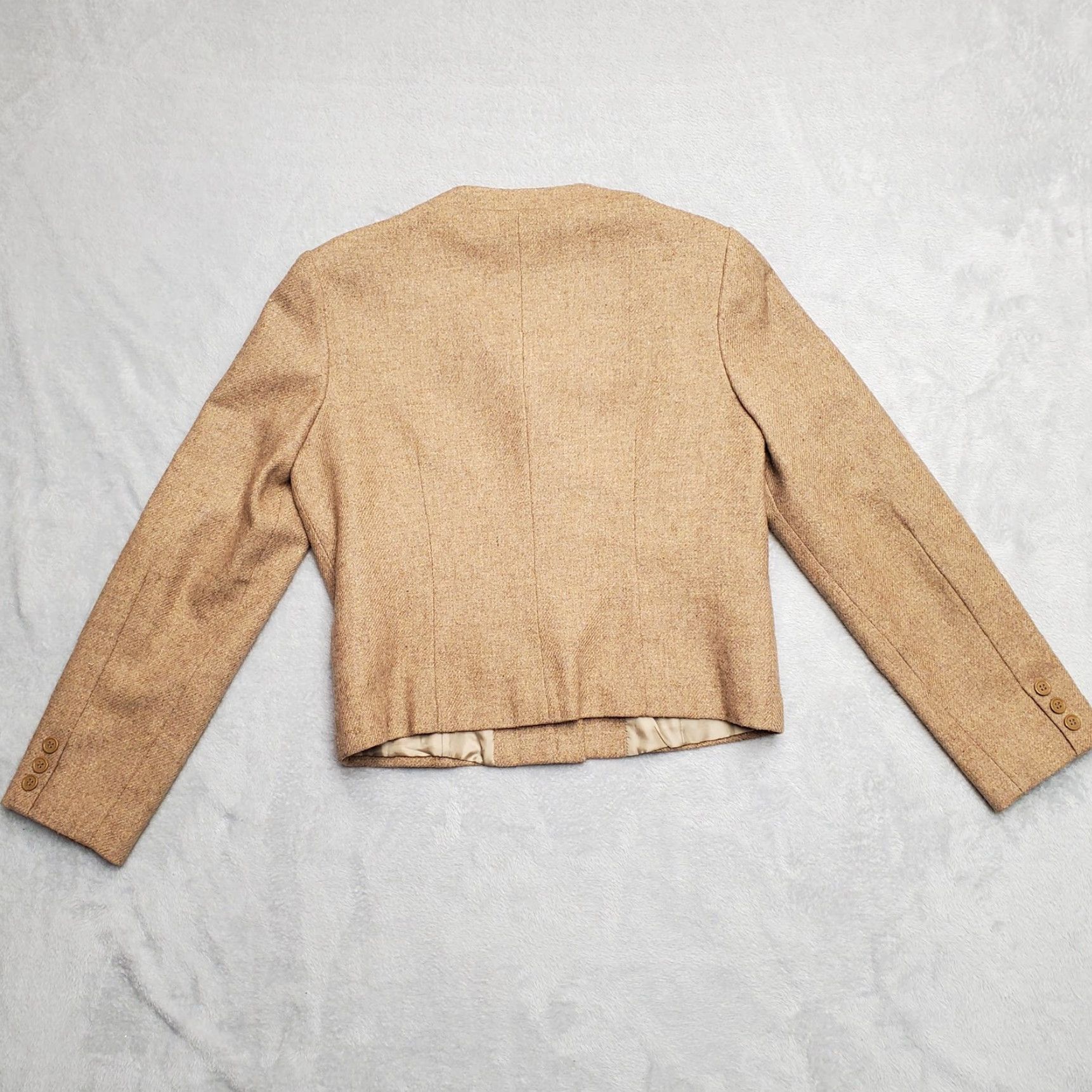 Vintage VINTAGE Grand Tier Blazer Jacket Womens 12 Light Brown Wool Blend Three Button Pockets Casual Modern 90s? Size XL / US 12-14 / IT 48-50 - 6 Thumbnail