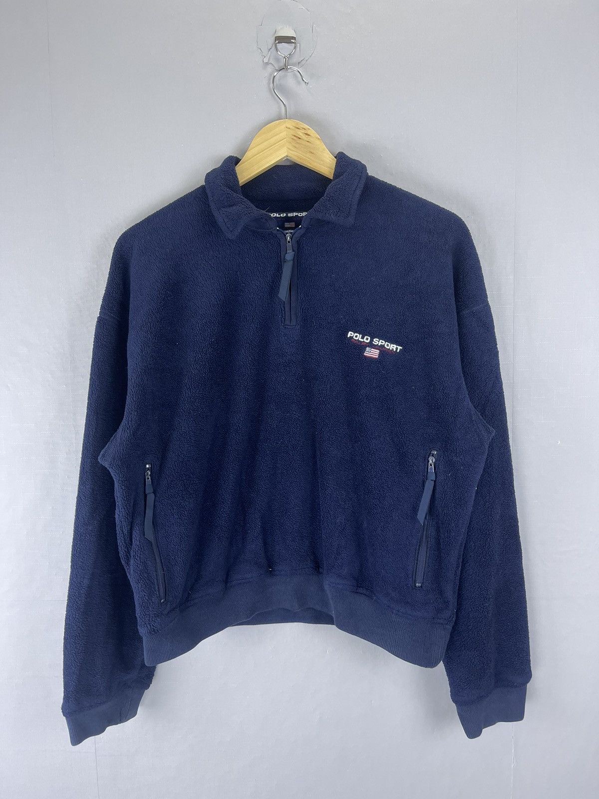 Polo Ralph Lauren × Vintage Vintage 90s Polo Sport Ralph Lauren USA Half Zipper Sweater Size US S / EU 44-46 / 1 - 1 Thumbnail