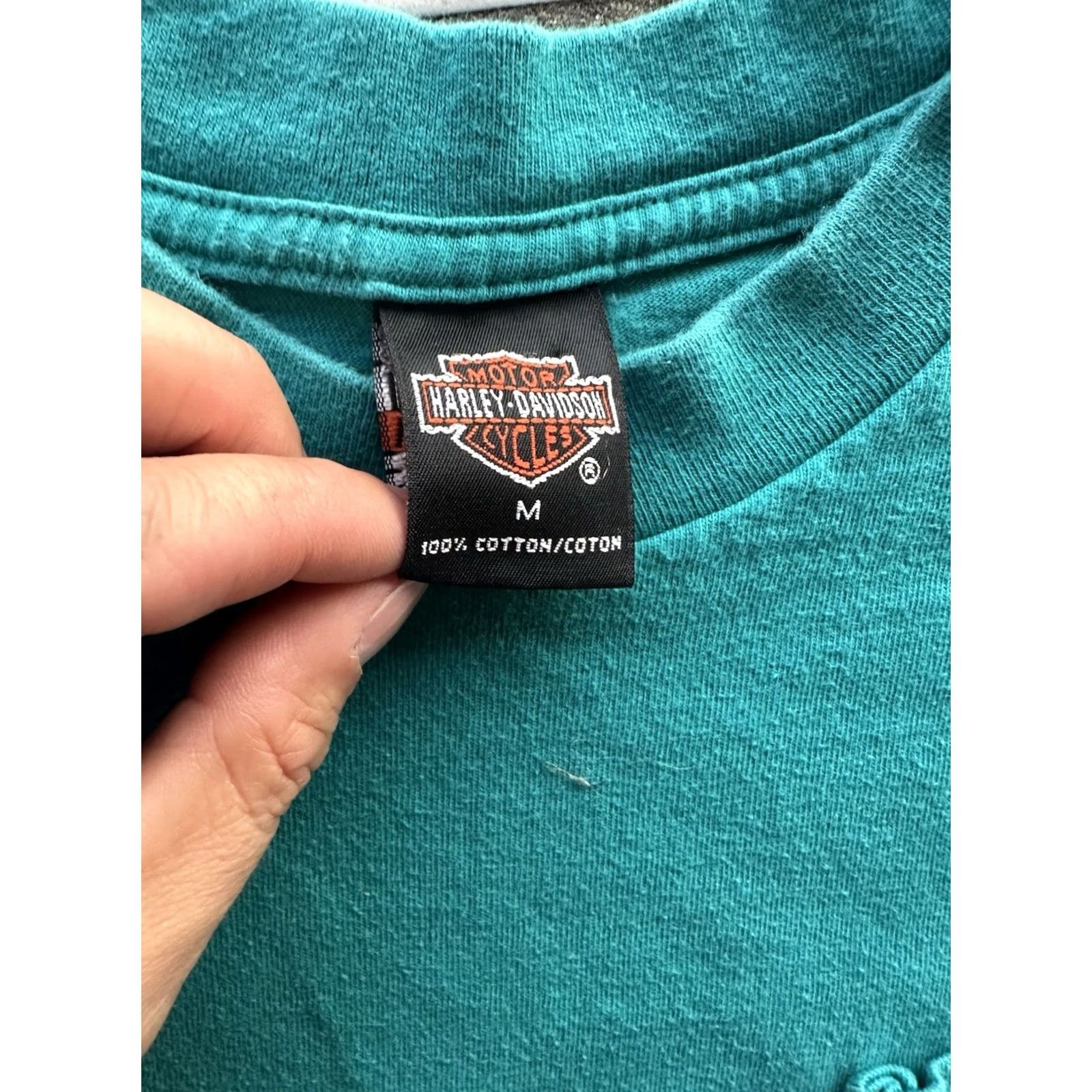Harley Davidson VINTAGE Harley-Davidson Las Vegas T Shirt Tee Freedom Eagle USA Sz Med RARE Mens Teal 90s Biker Motorcycle Pocket Tee Size US M / EU 48-50 / 2 - 5 Thumbnail