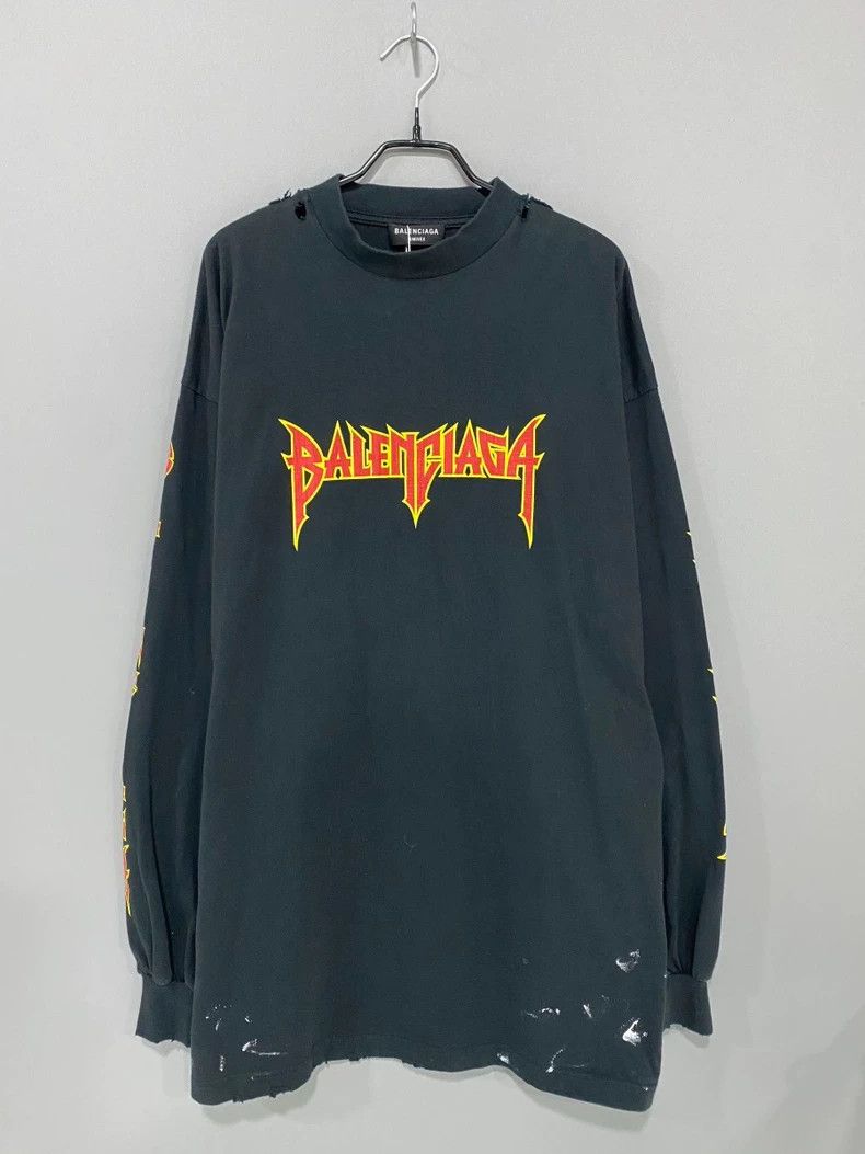 Balenciaga Balenciaga Flame Distressed Ink Sweatshirt - dmc Size US L / EU 52-54 / 3 - 1 Thumbnail